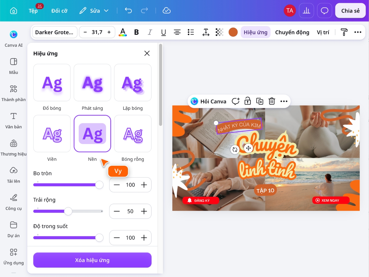 Nền tự ôm sát chữ khi xuống dòng trên Canva Nền tự ôm sát chữ khi xuống dòng trên Canva