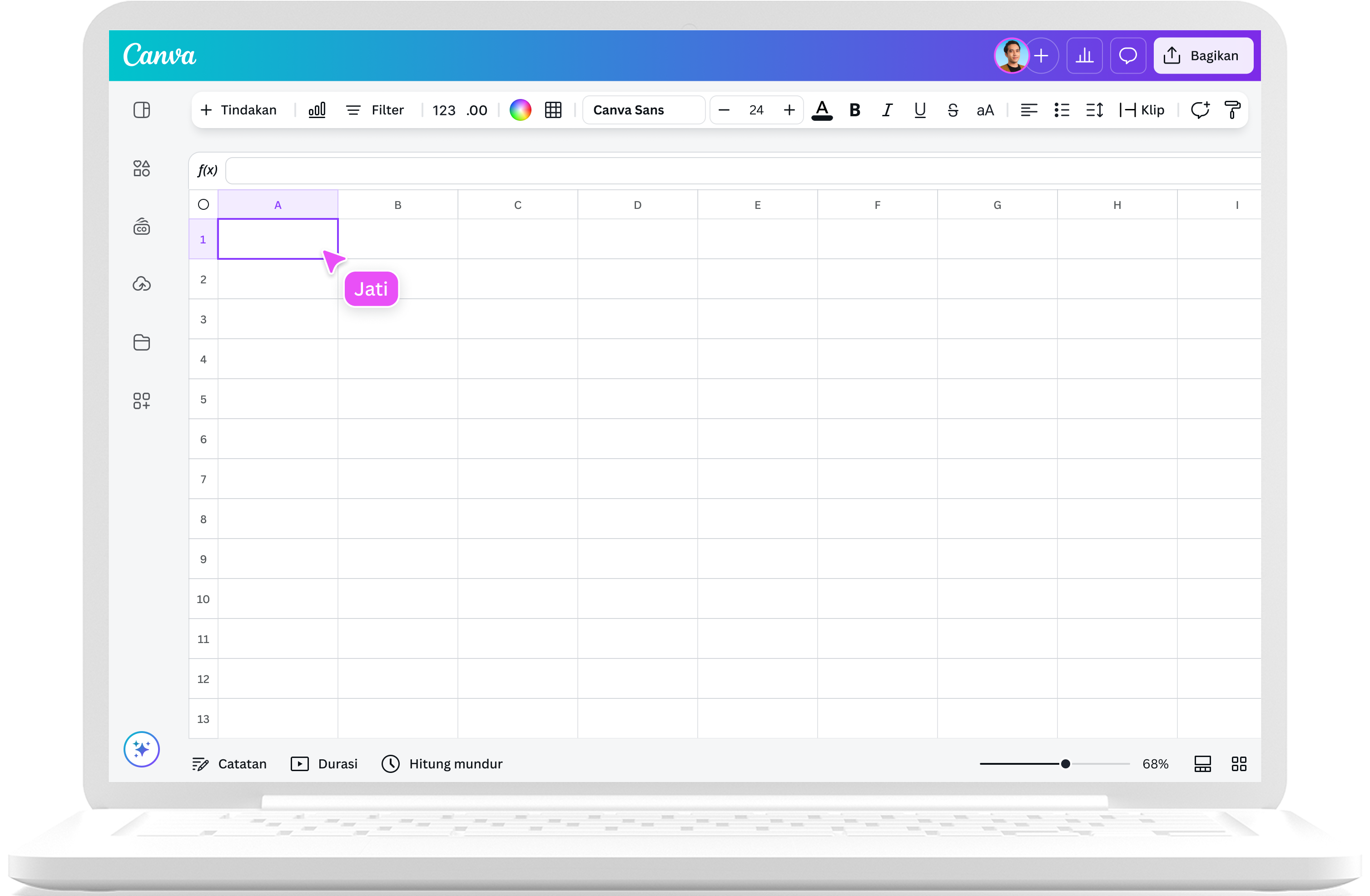 Cara membuat spreadsheet dengan Canva Sheets