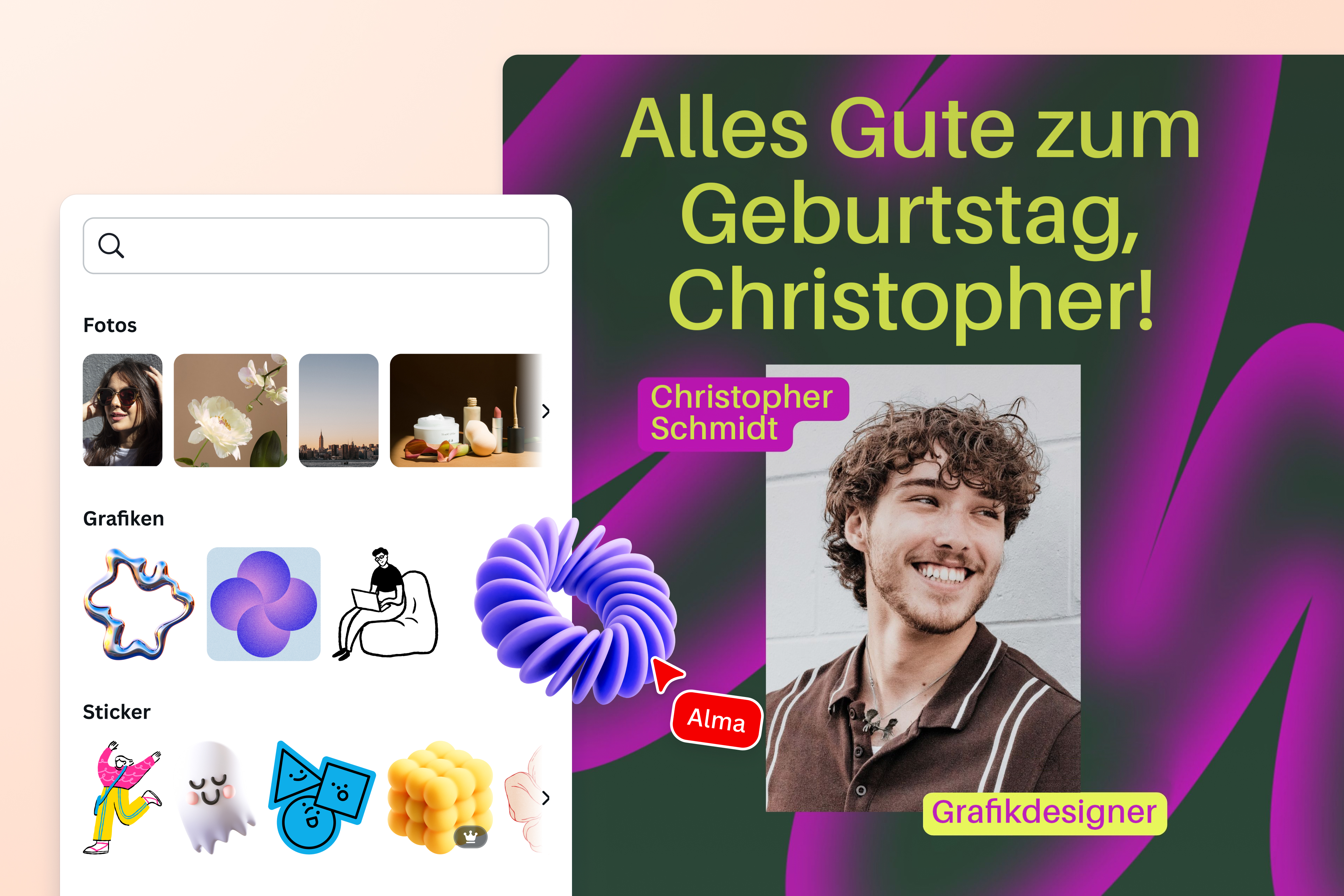 Füge Sticker und andere Elemente zu deinem Foto hinzu Füge Sticker und andere Elemente zu deinem Foto hinzu