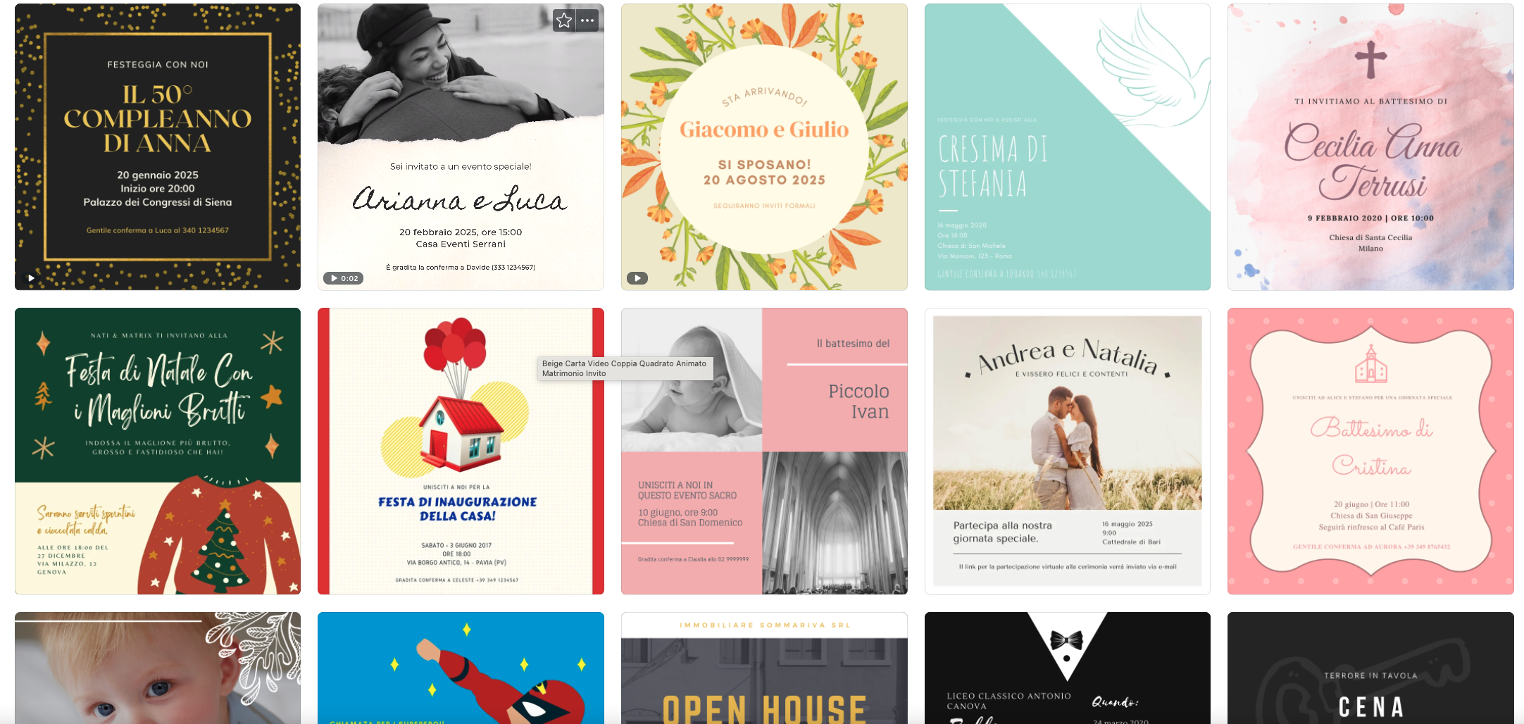 Creare inviti online gratis 