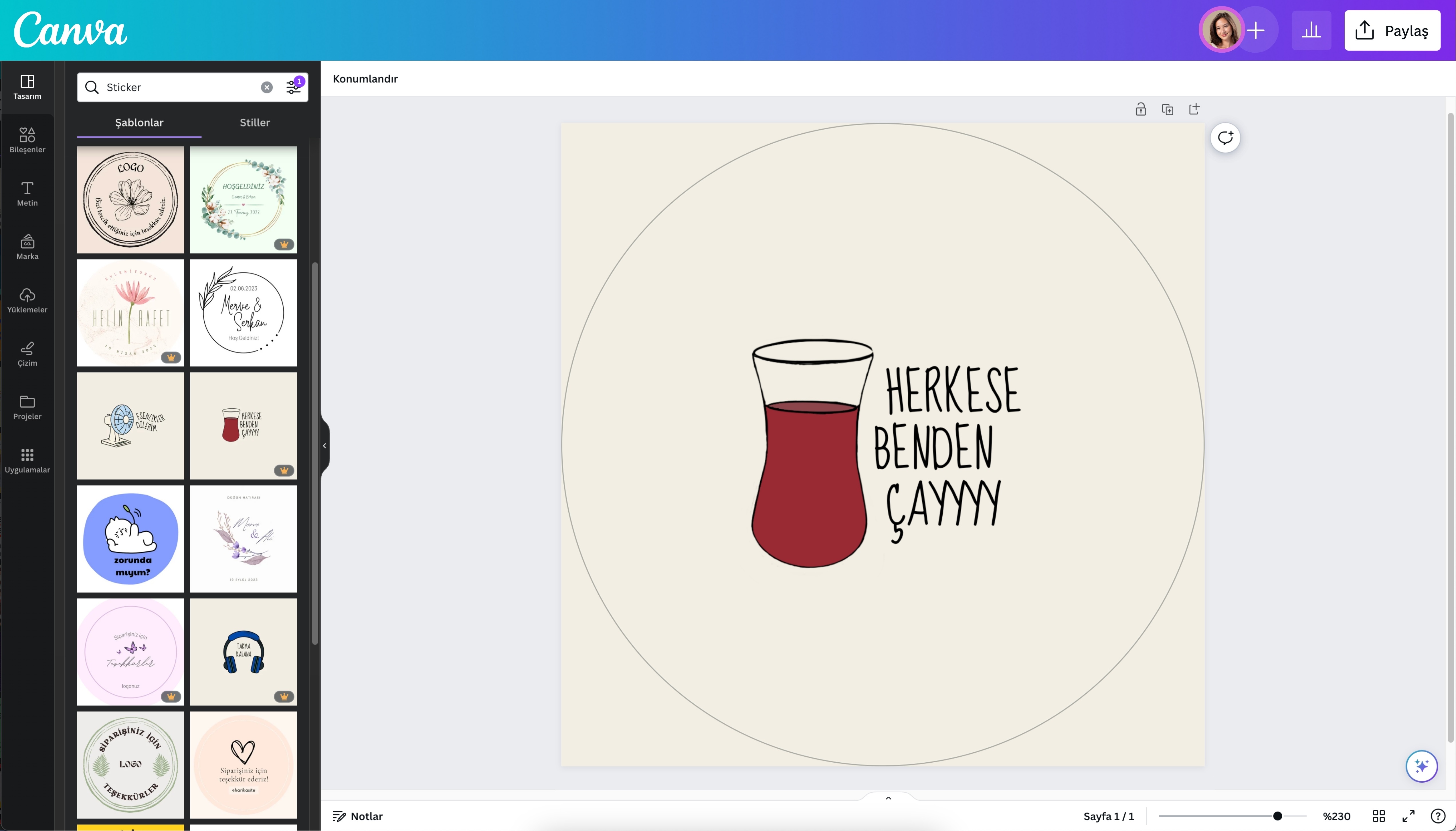 sticker yapma - Canva