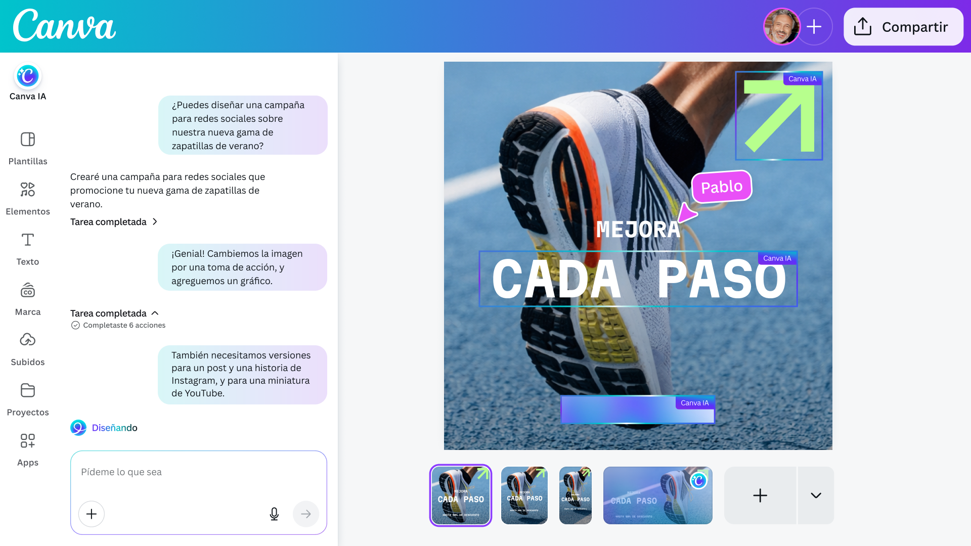 A design being edited with Canva AI