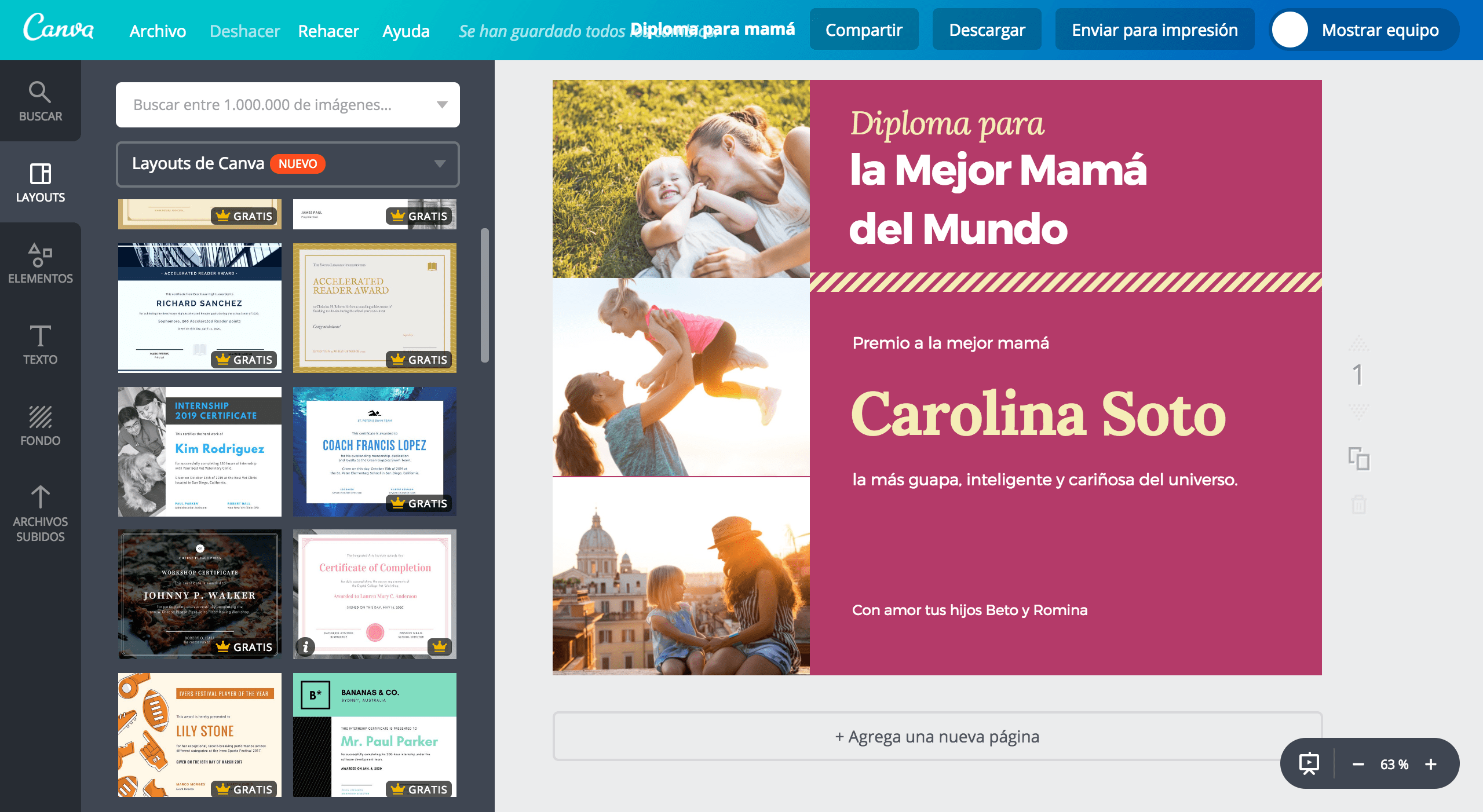 Diplomas para mamá