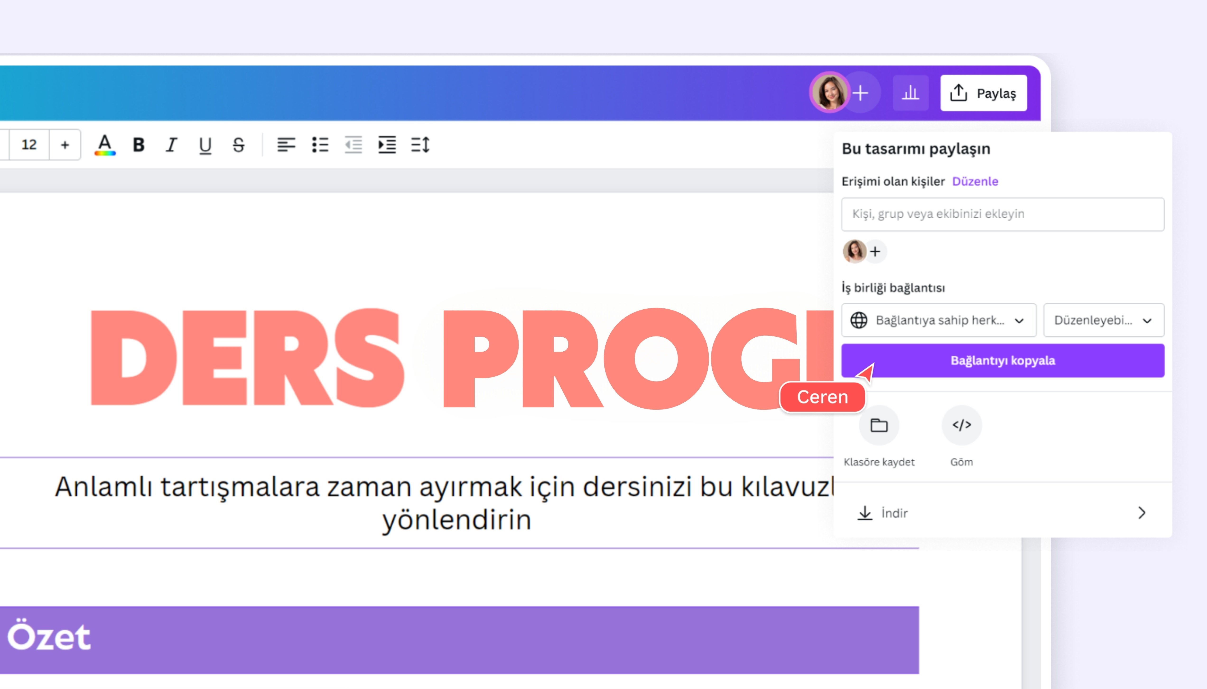 ders programı hazırlama - Canva