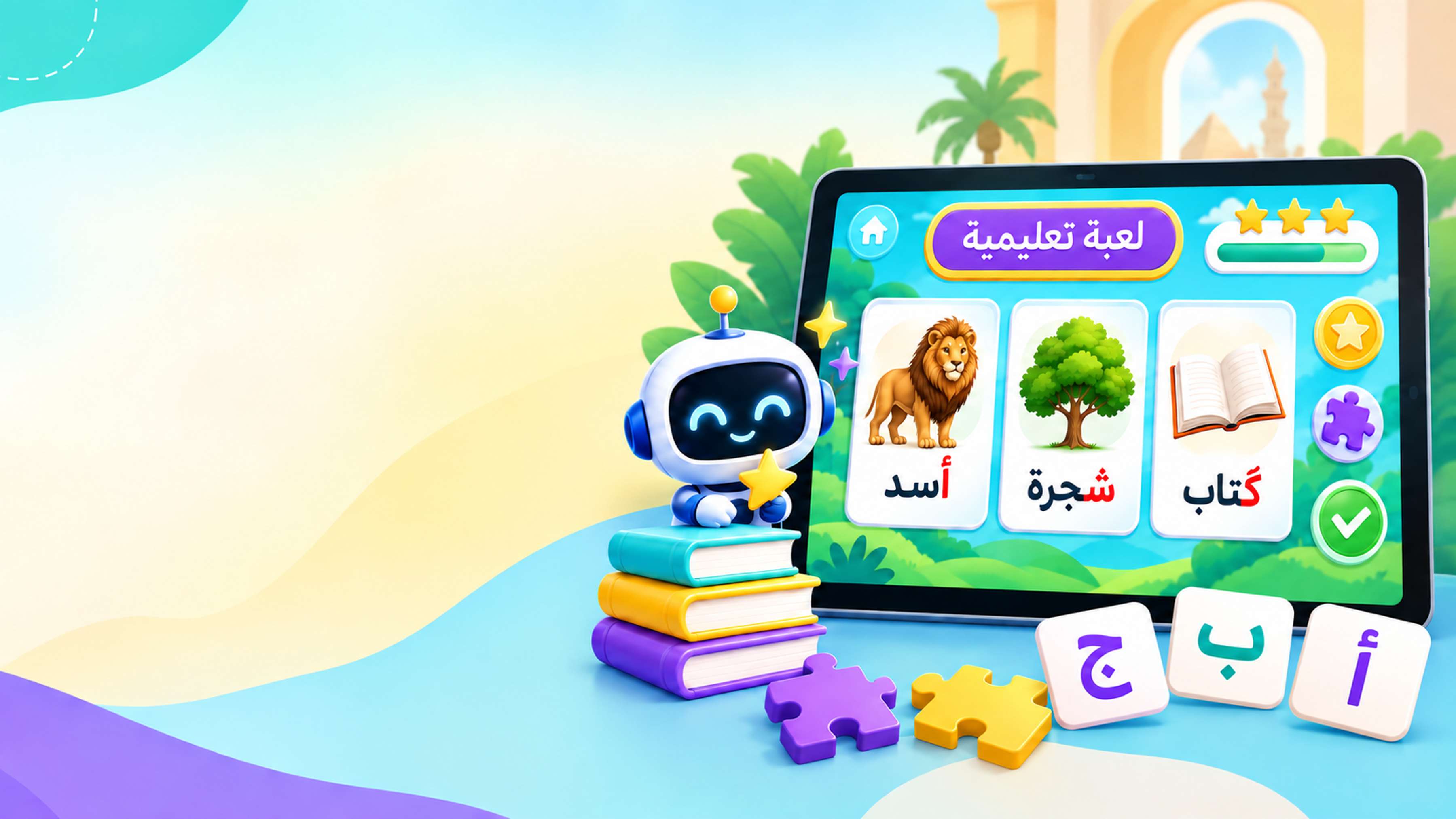لعبة تعليمية عربية تم إنشاؤها بالذكاء الاصطناعي في Canva