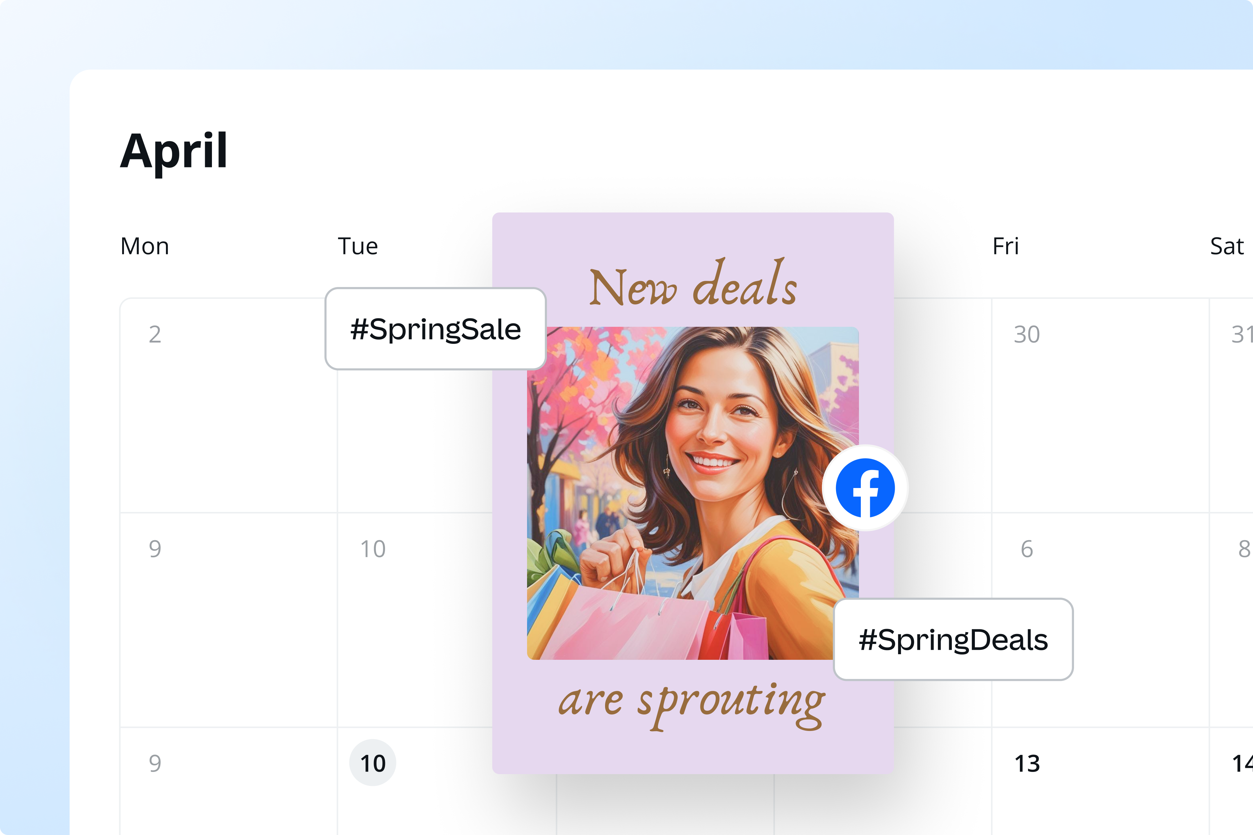 Plan your posts and generate Facebook hashtags that match your seasonal promo