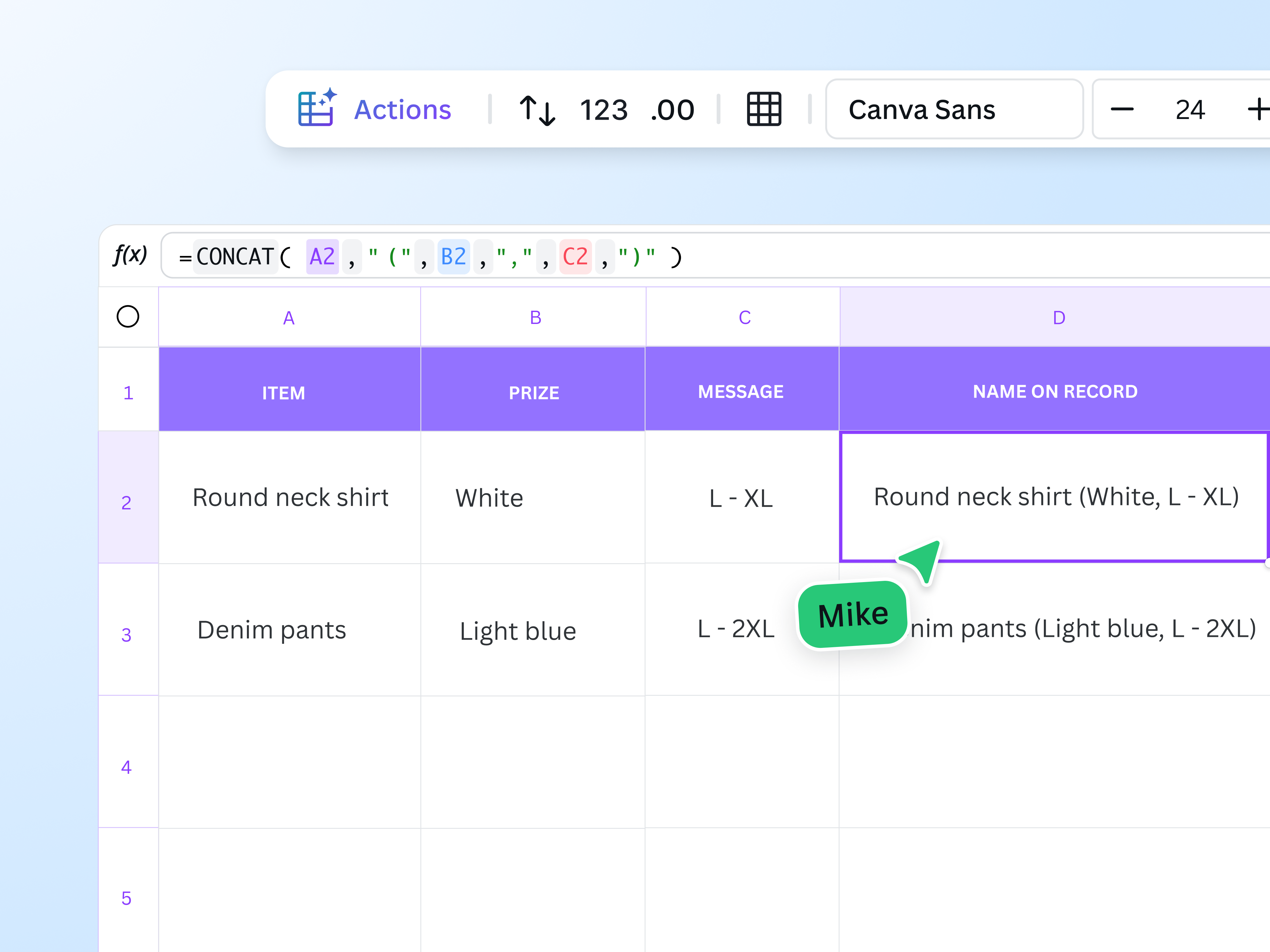 CONCATENATE Function | Canva