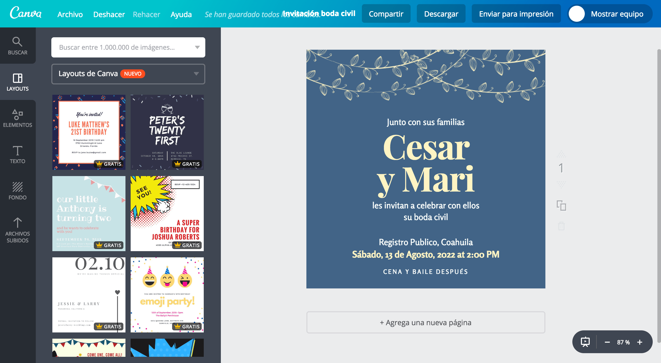 Invitaciones para boda civil