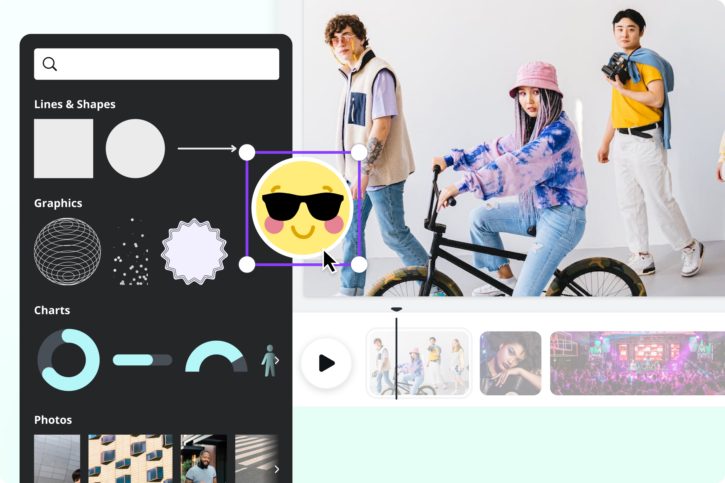 Add graphics and emojis to your GIFs