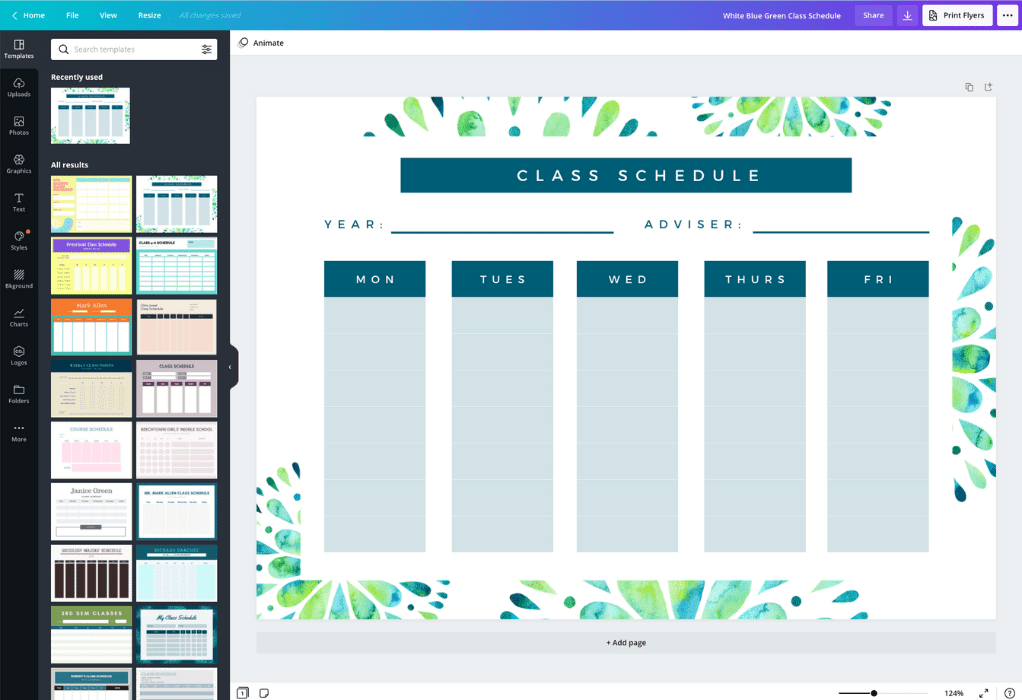 Как создать расписание уроков — Canva