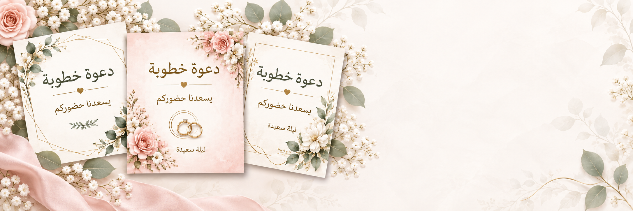 تصميم دعوة خطوبة بالذكاء الاصطناعي دعوات خطوبة عربية أنيقة بزهور وخواتم