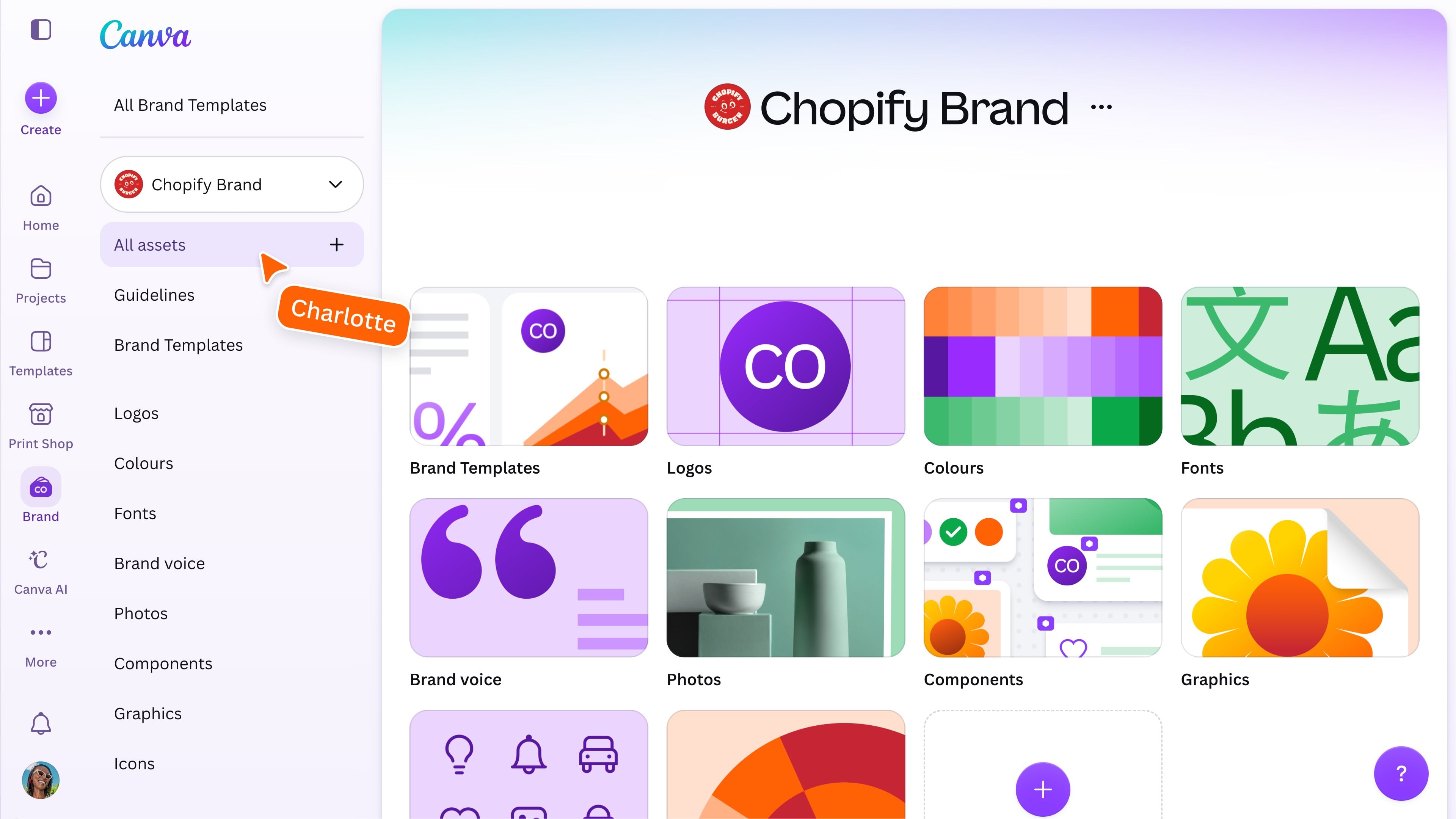 The Brand tab in the Canva Homepage