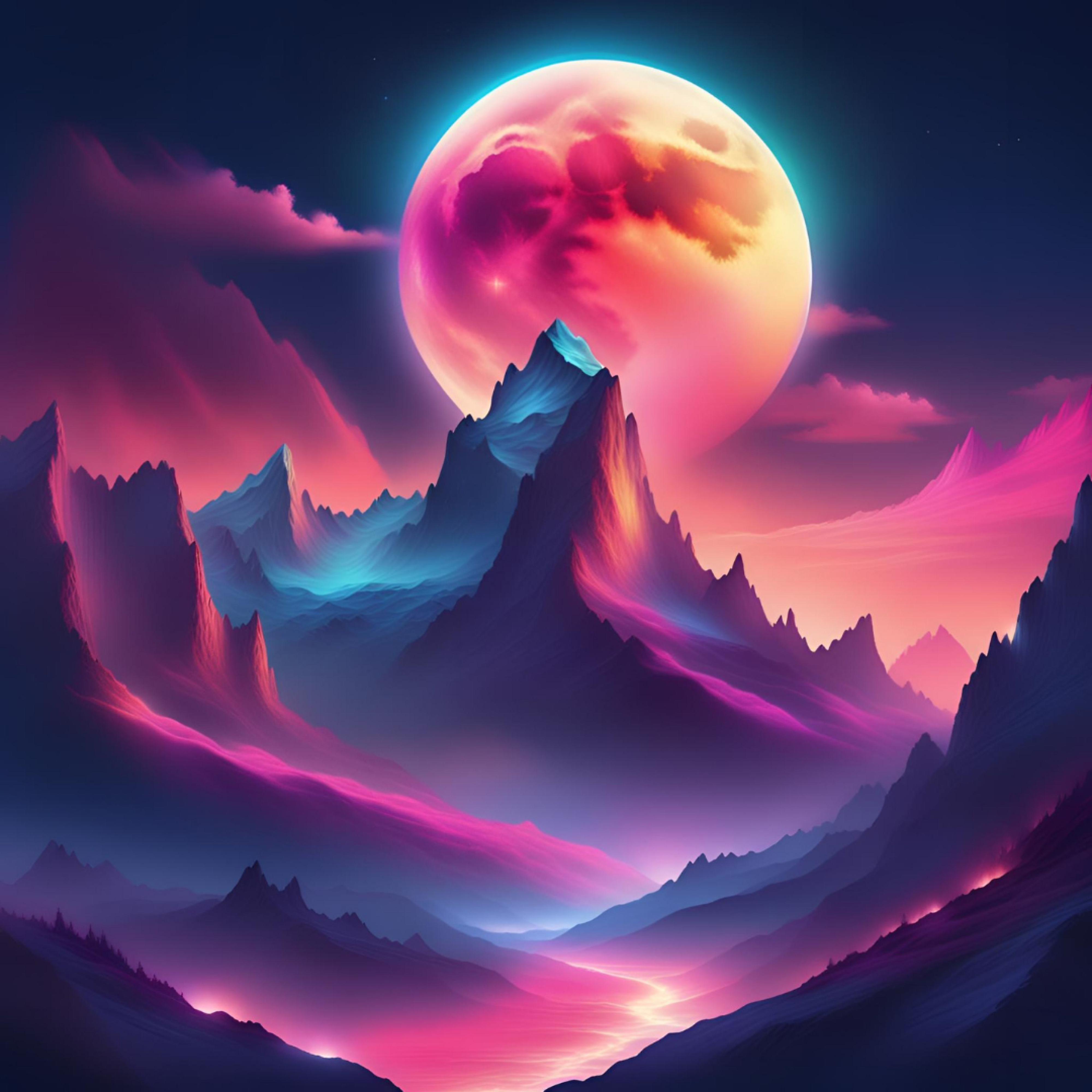 Moon rising over the mountains