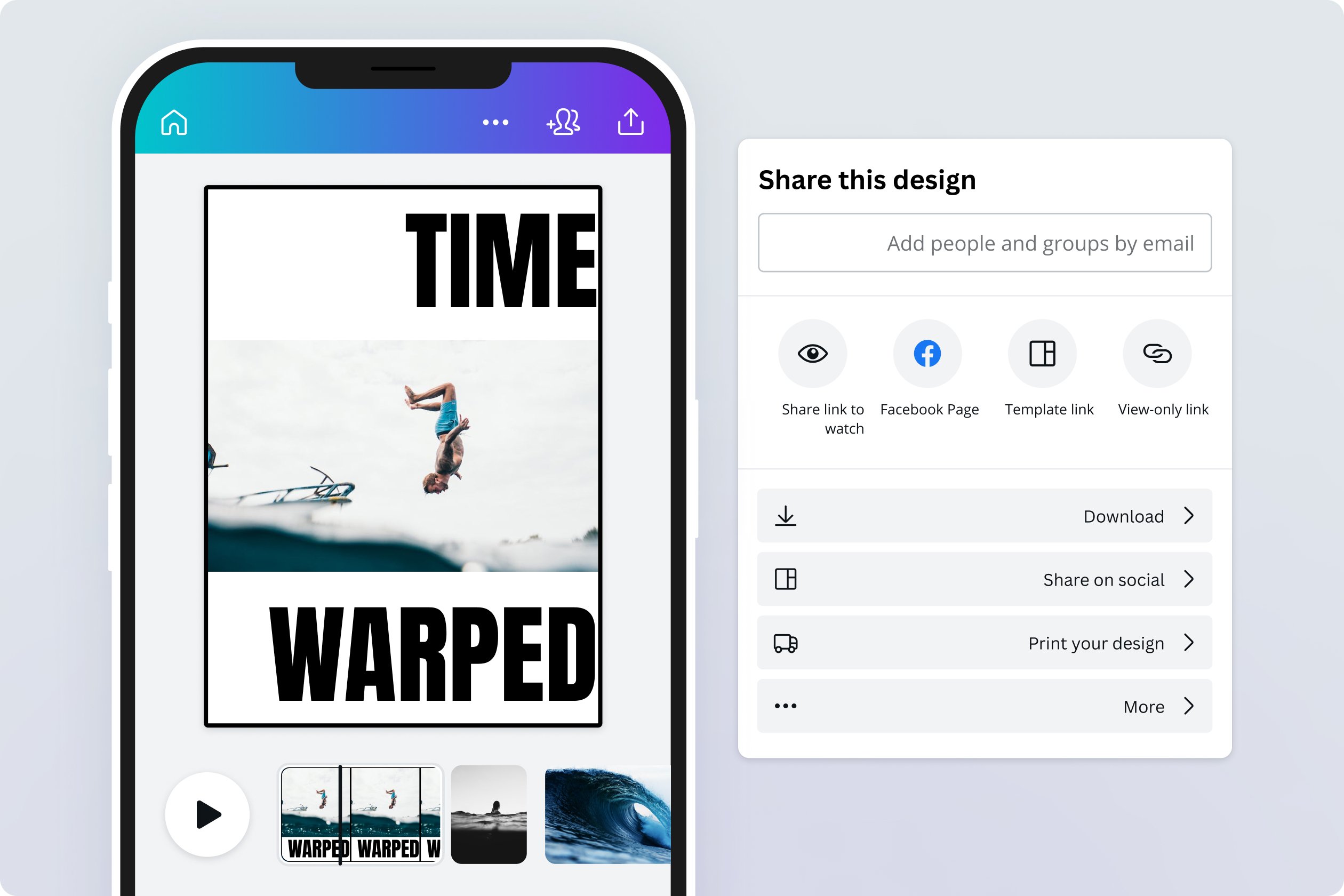 Anteprima funzioni di condivisione sui social video rallenty