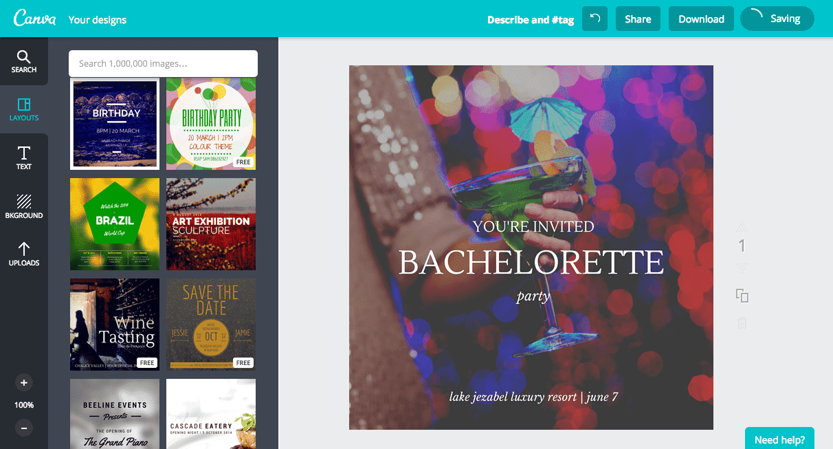 Create a bachelorette party invitation in canva