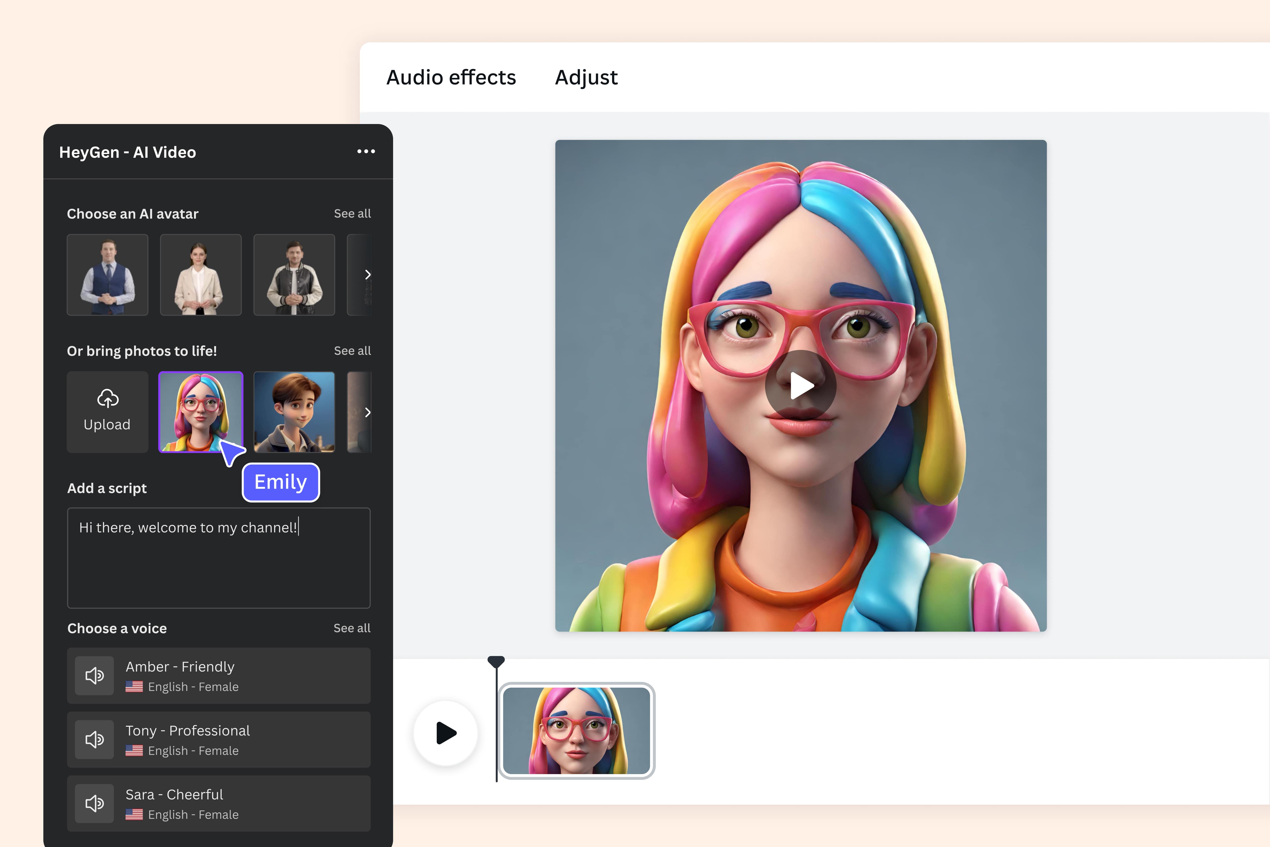 Upload a photo or audio to create AI-generated videos Upload a photo or audio to create AI-generated videos