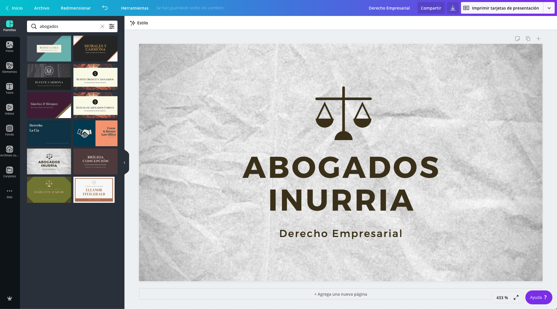 Tarjeta de presentación de derecho Tarjeta de presentación de derecho