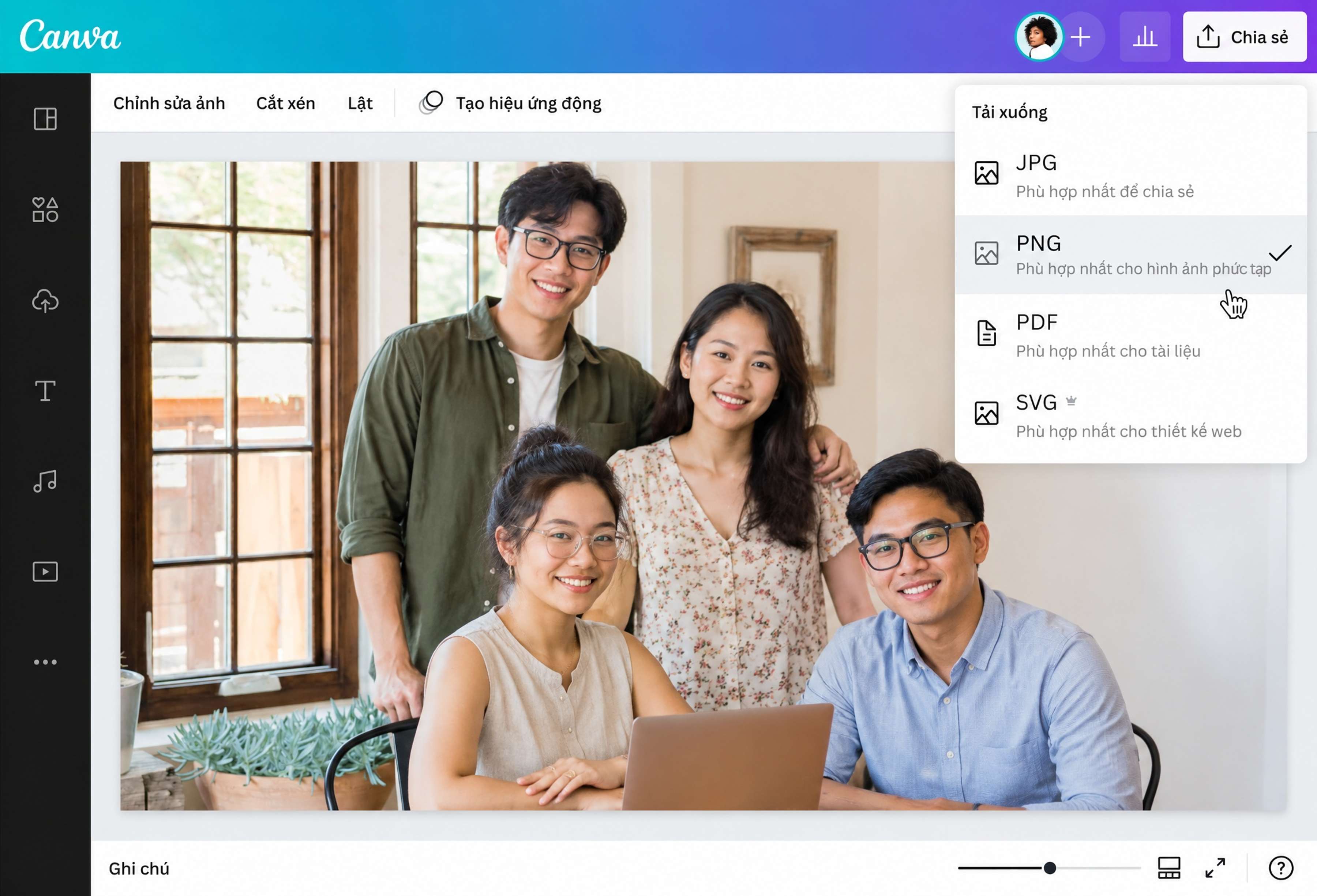 Cách chuyển JPG hoặc JPEG sang PNG bằng Canva