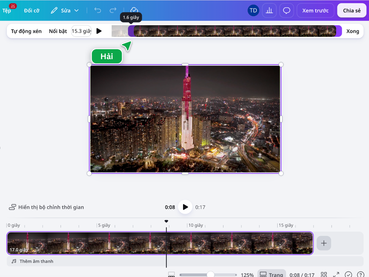 Chỉnh âm thanh video trong Canva Menu điều chỉnh âm thanh của video trong Canva