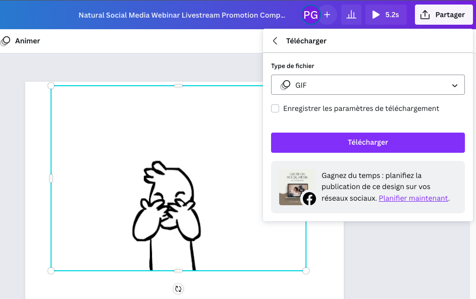 GIF maker en cours d'utilisation pour créer un GIF sur Canva
