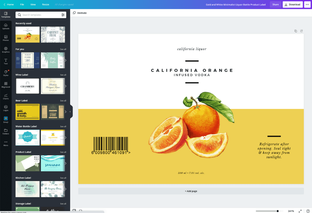 mendesain label dengan Canva