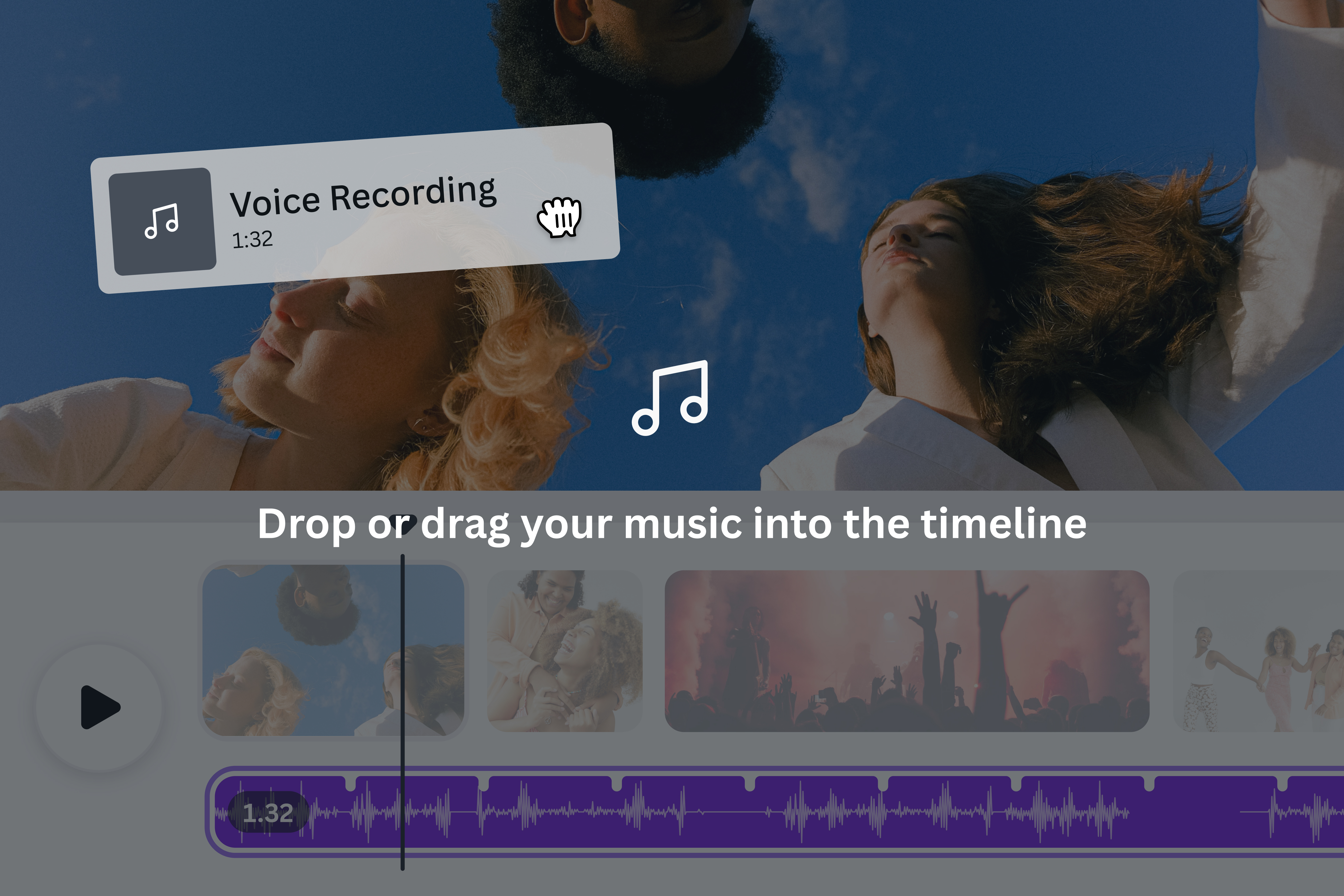 Drag or drop your voice recording to your video