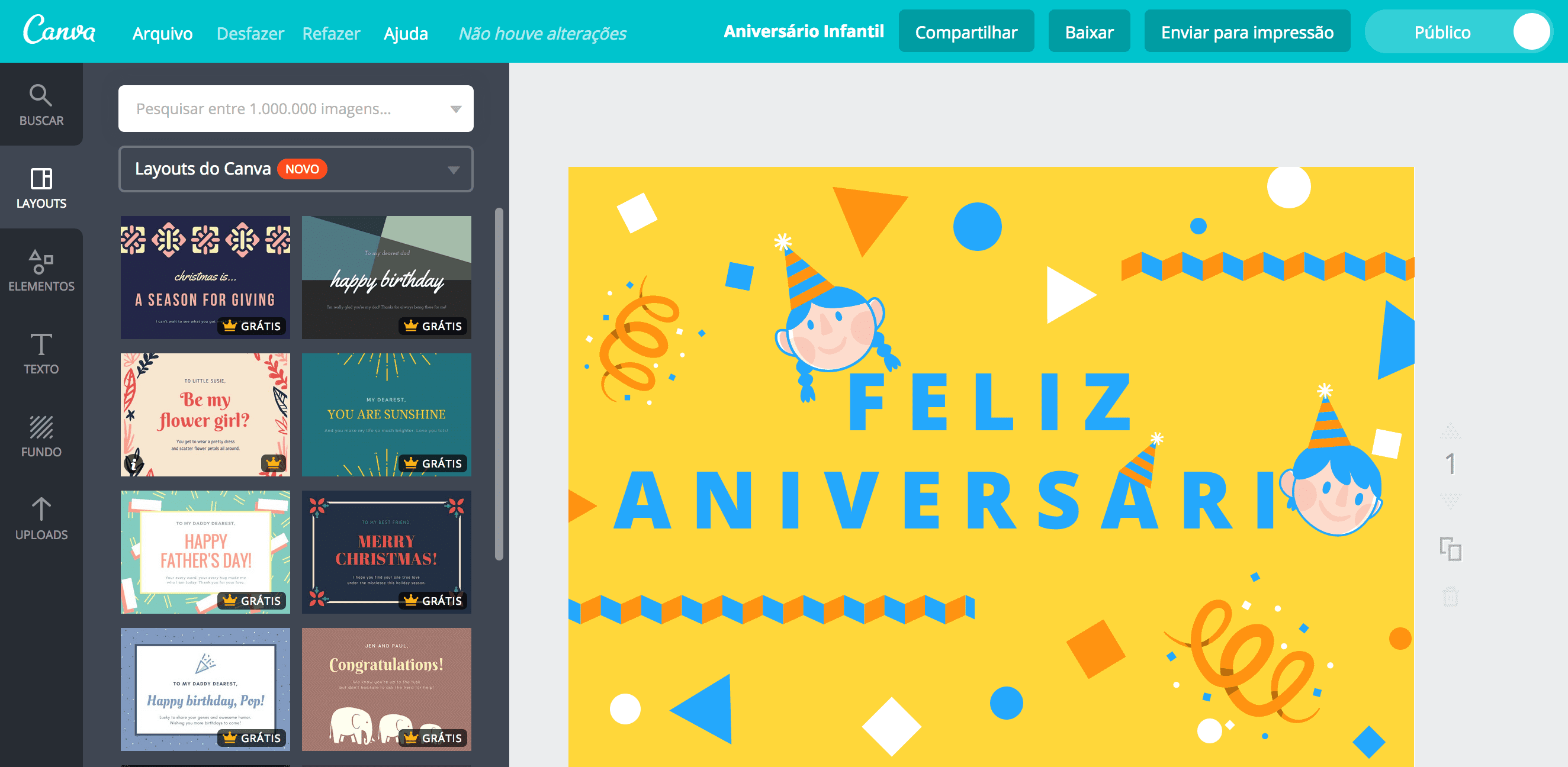 Cartão de aniversário infantil Cartão de aniversário infantil