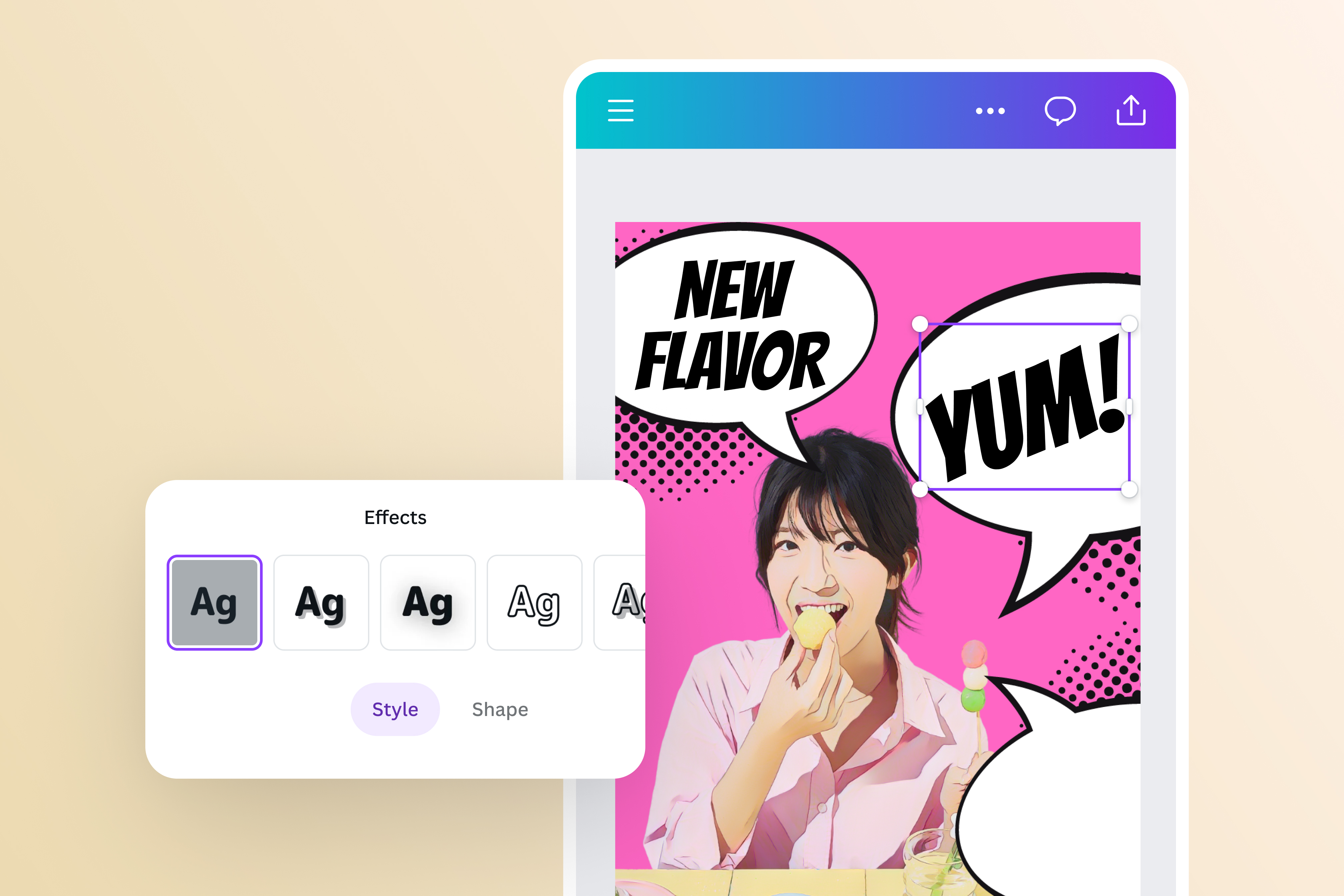 Anteprima strumento aggiungi testo a foto cartonizzata