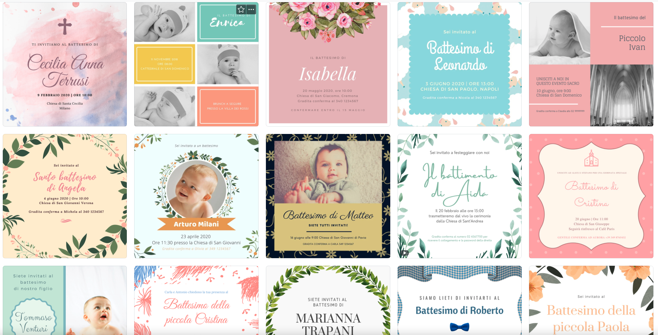 Creare inviti battesimo Canva
