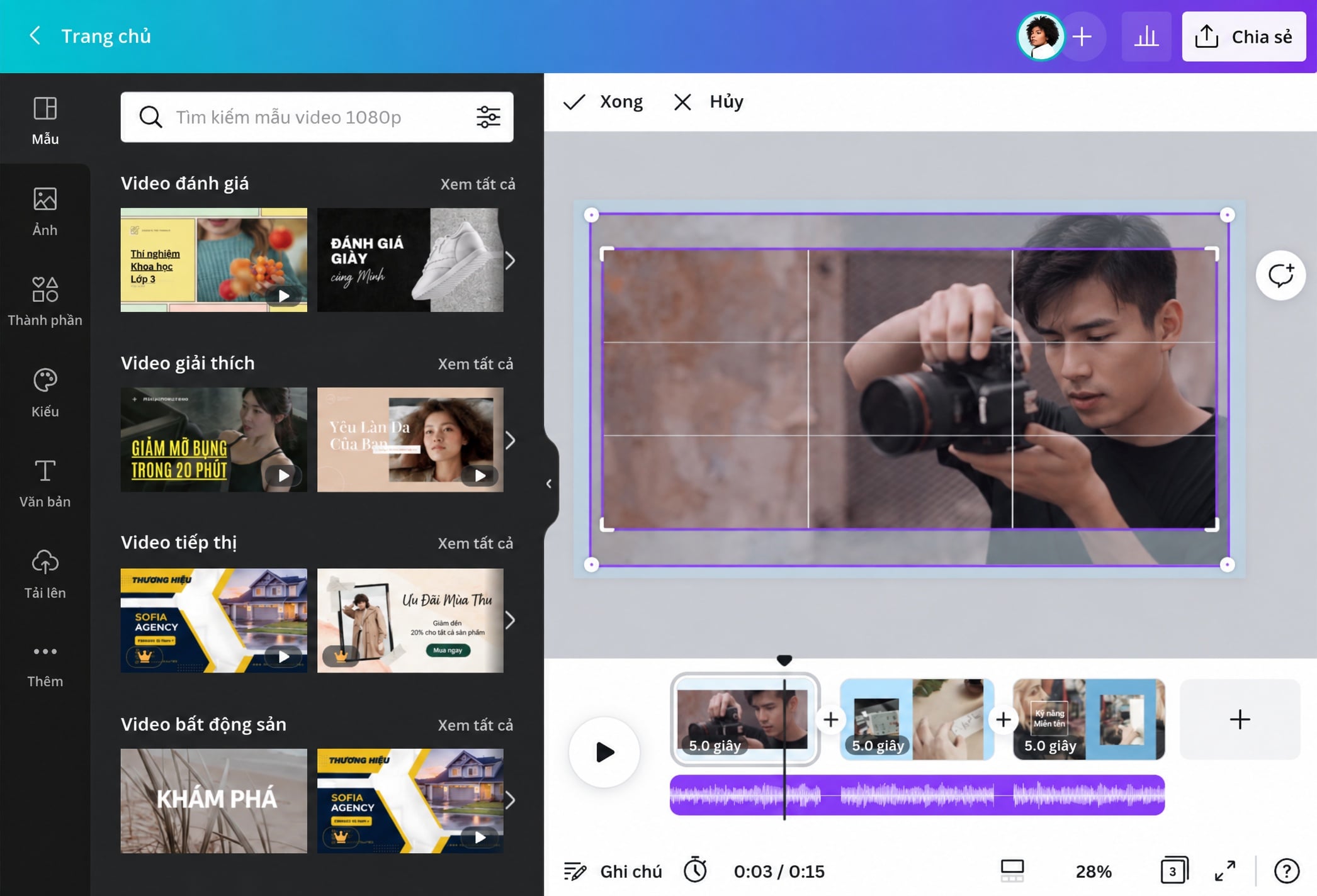 Căn chỉnh video sau khi cắt khung để đảm bảo chủ thể luôn nằm trong khung Căn chỉnh video sau khi cắt khung để đảm bảo chủ thể luôn nằm trong khung