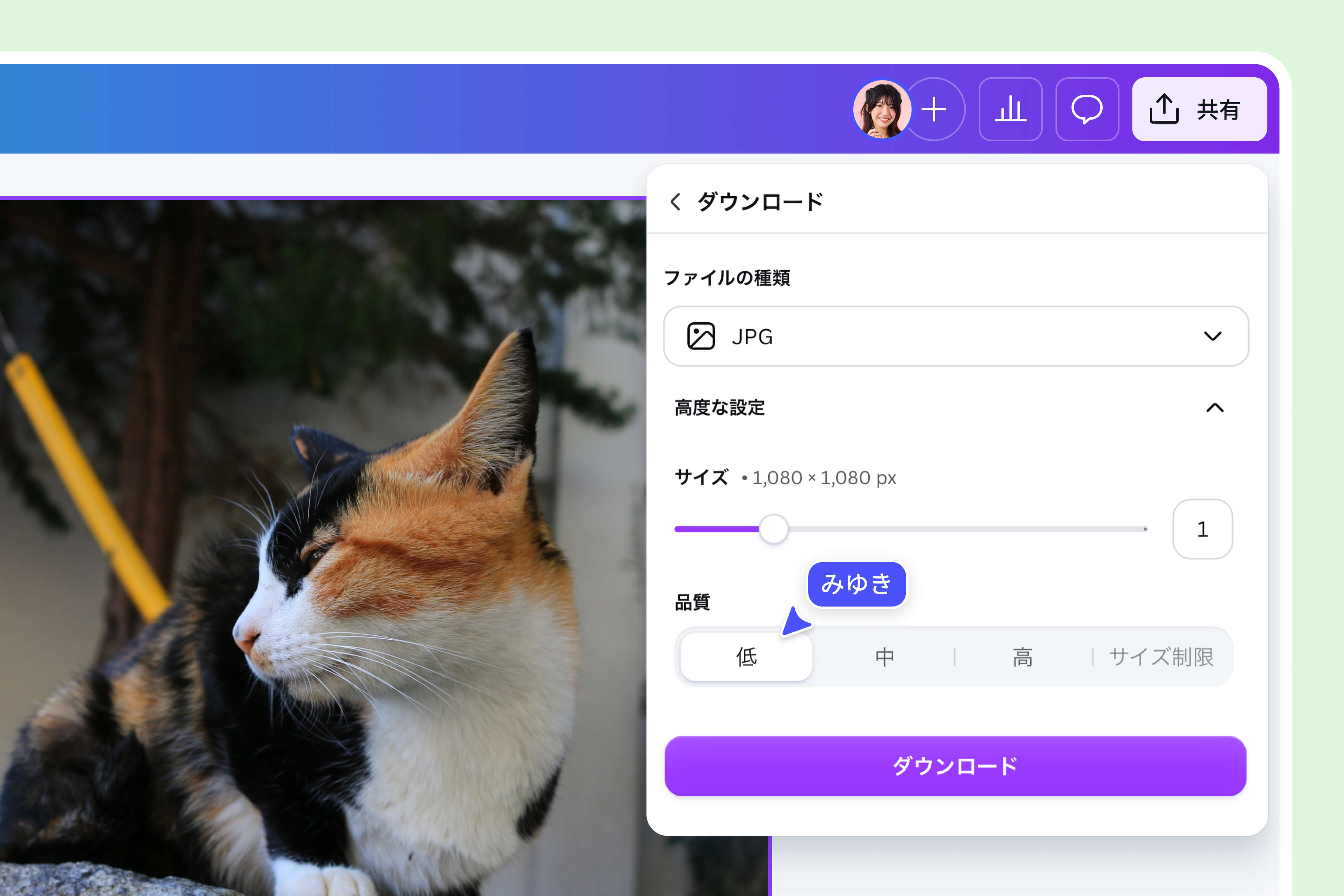 ファイル圧縮機能で画像容量を小さくする