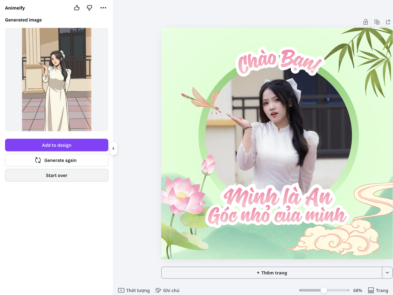 Chuyển ảnh chân dung thành avatar anime Ảnh chân dung chàng trai tóc xoăn được Animeify chuyển thành avatar anime trong Canva