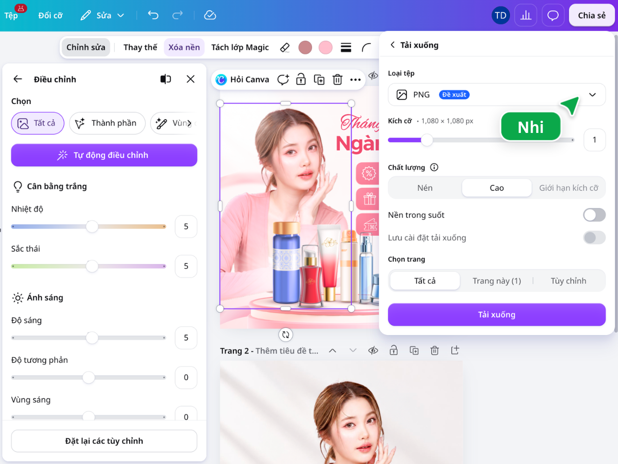 Hoàn thiện ảnh sau khi đổi nền và tải xuống đúng định dạng Hoàn thiện ảnh sau khi đổi nền và tải xuống đúng định dạng