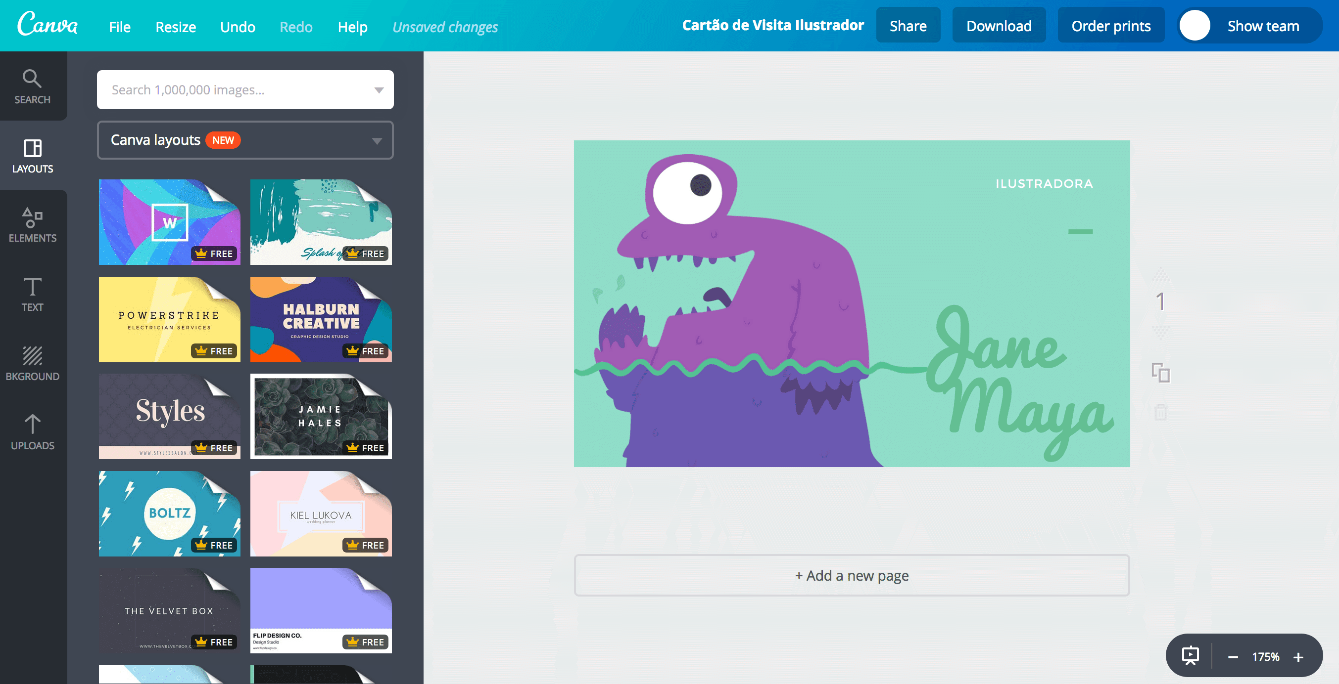 Cartão de visita de illustrator