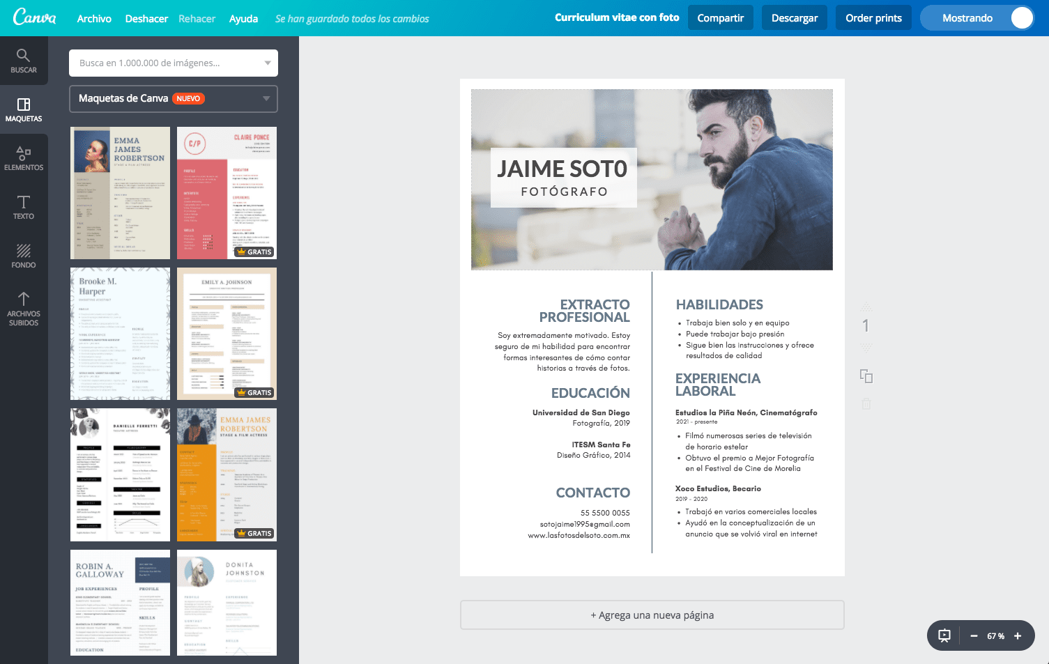 Curriculum vitae con foto