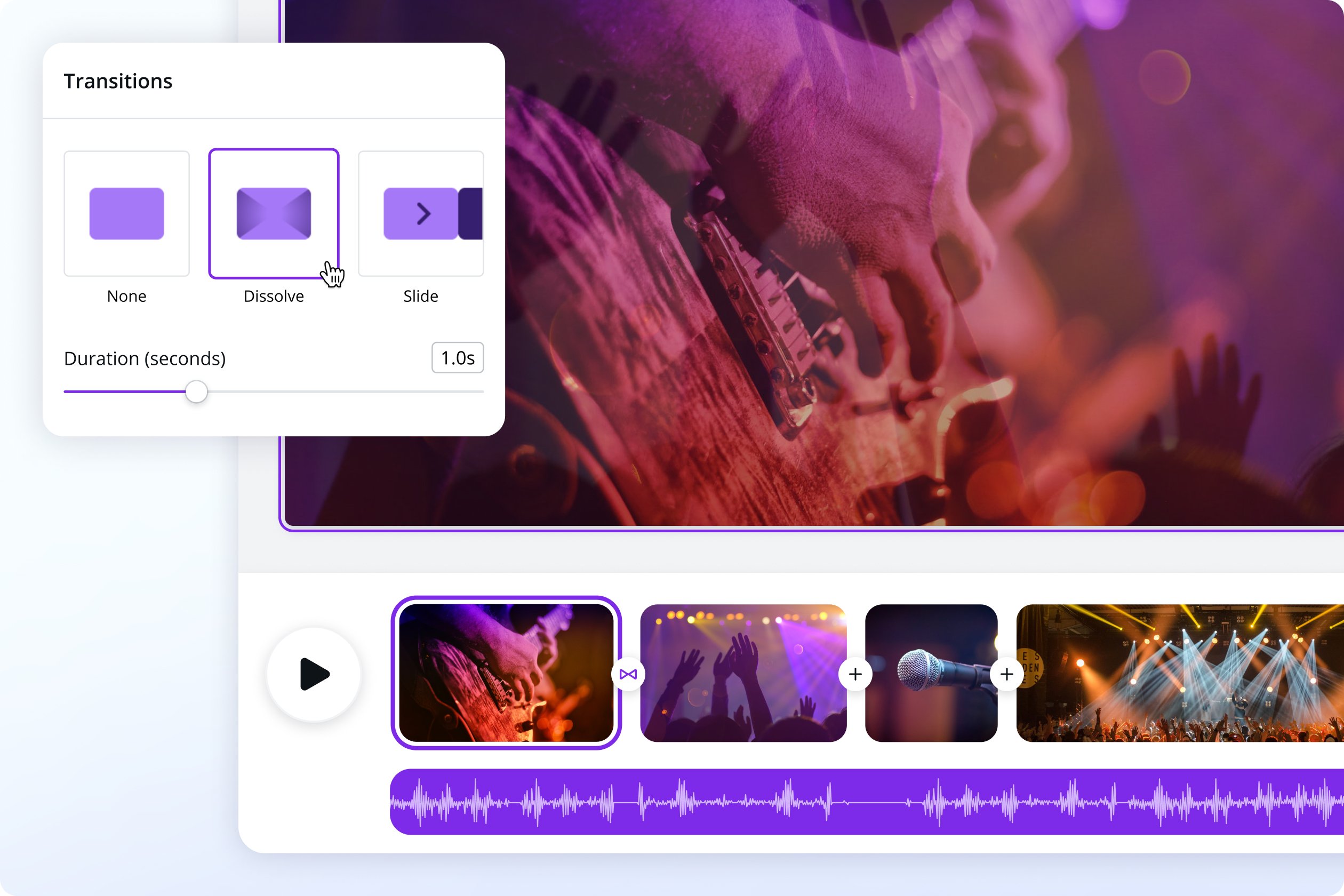 Apply transitions and animations to your videos