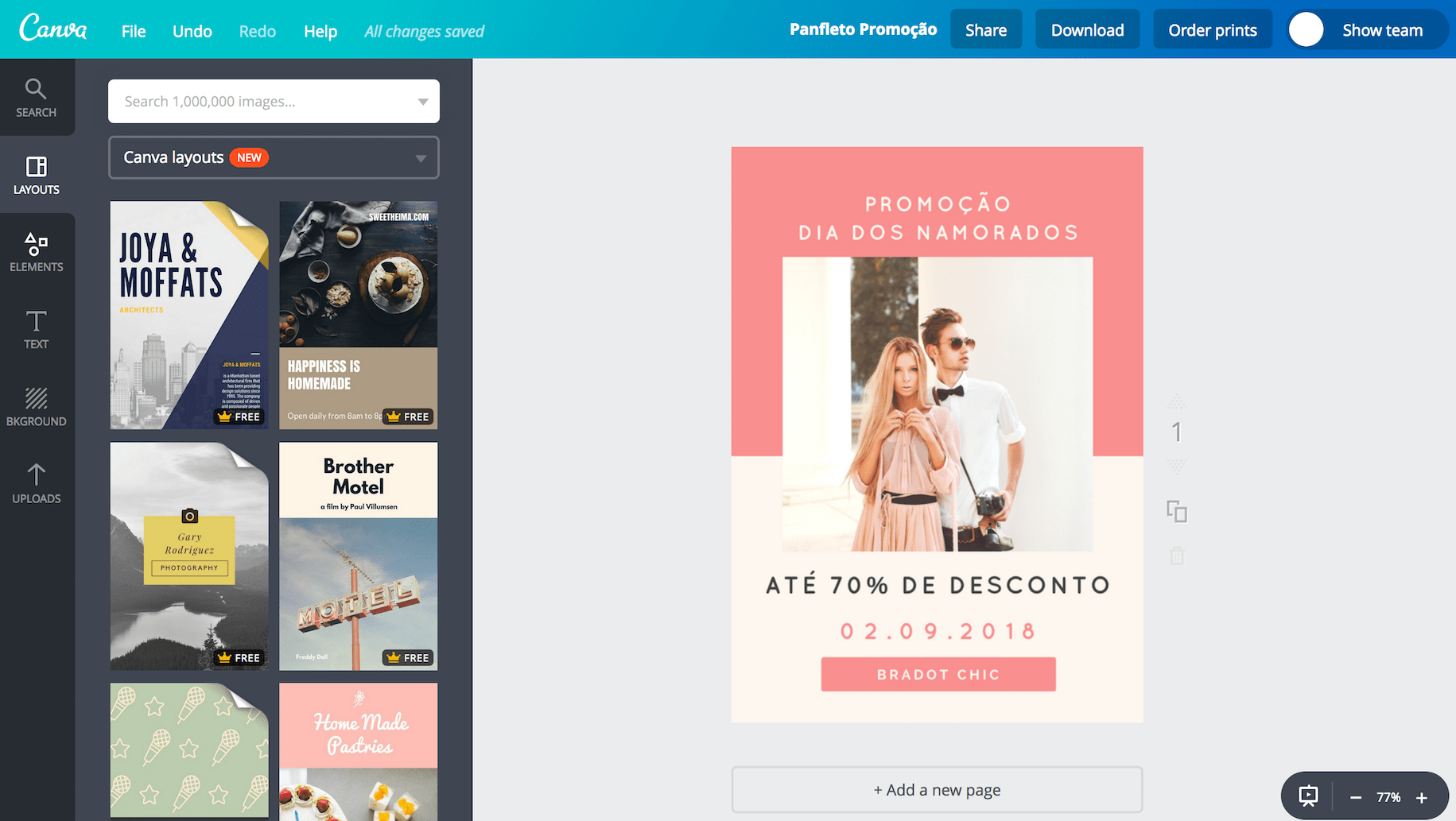 Panfleto de promoção Panfleto de promoção