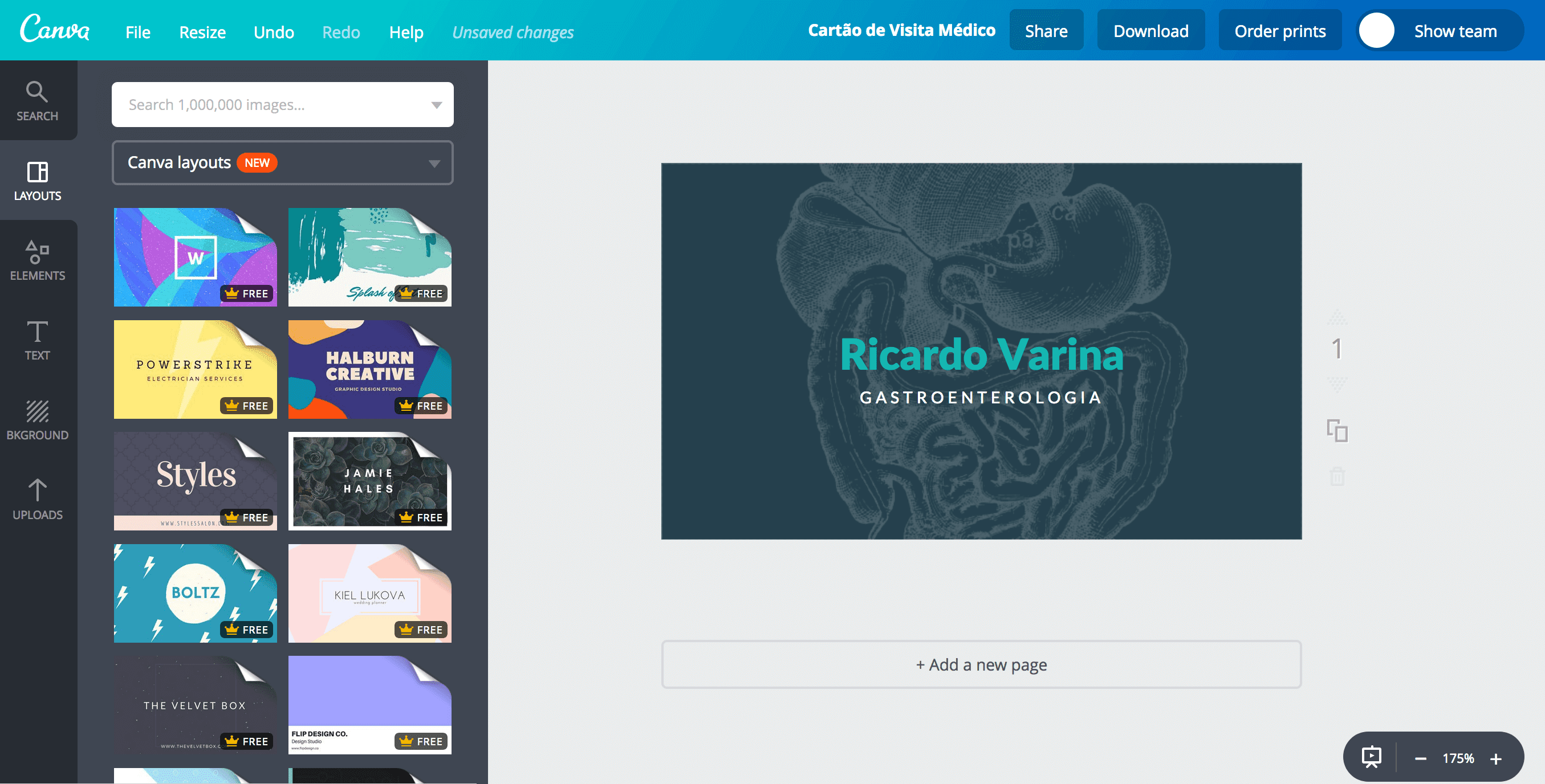 Cartão de visita para médico