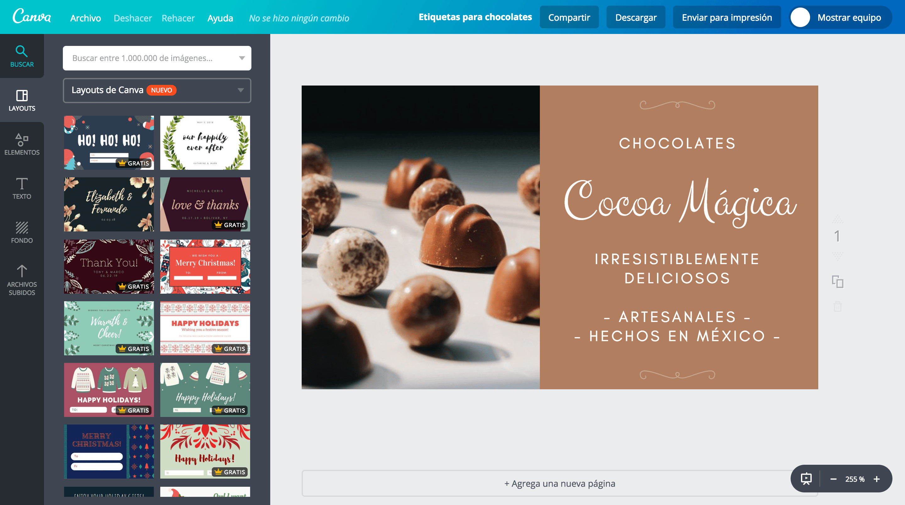 Etiquetas para chocolates