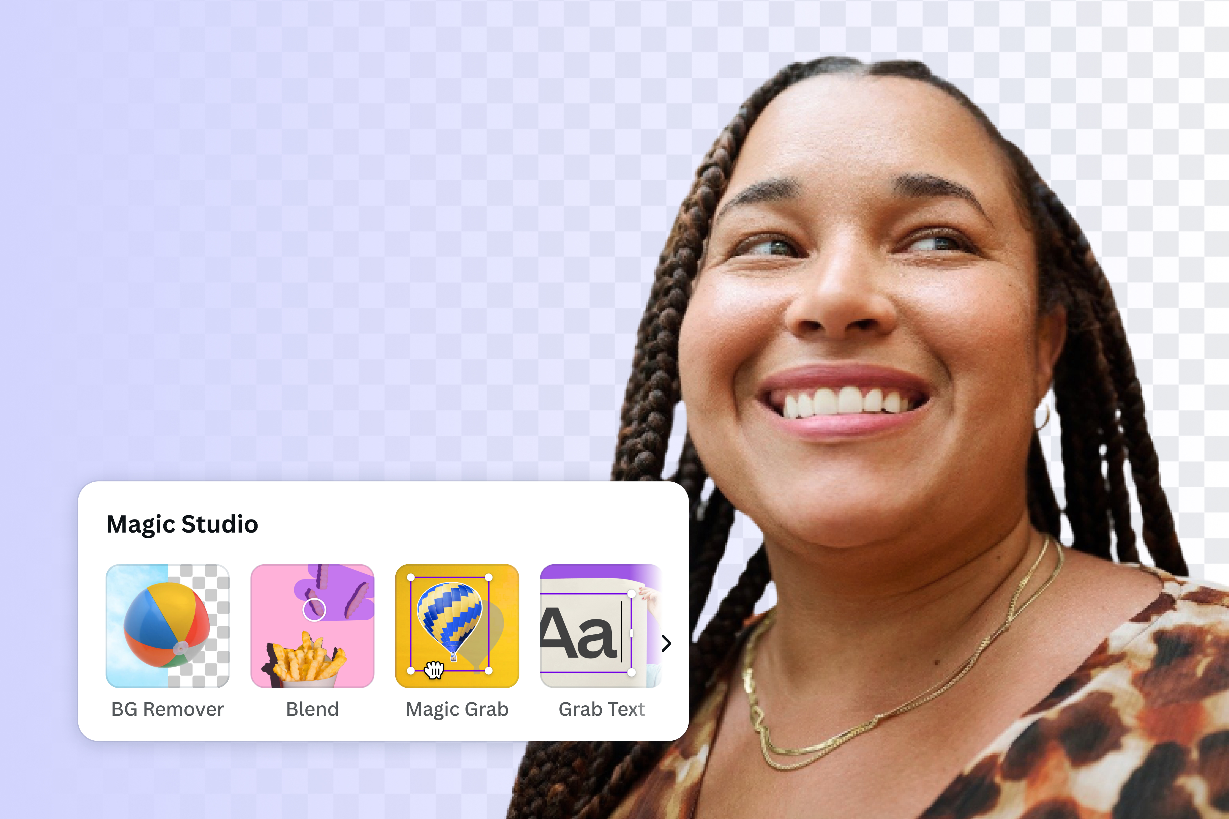 Modifica immagine con lo strumento per rimuovere lo sfondo