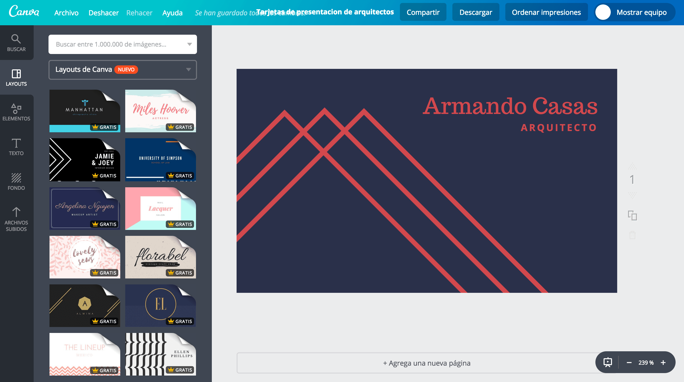 Tarjetas de presentación de arquitectos