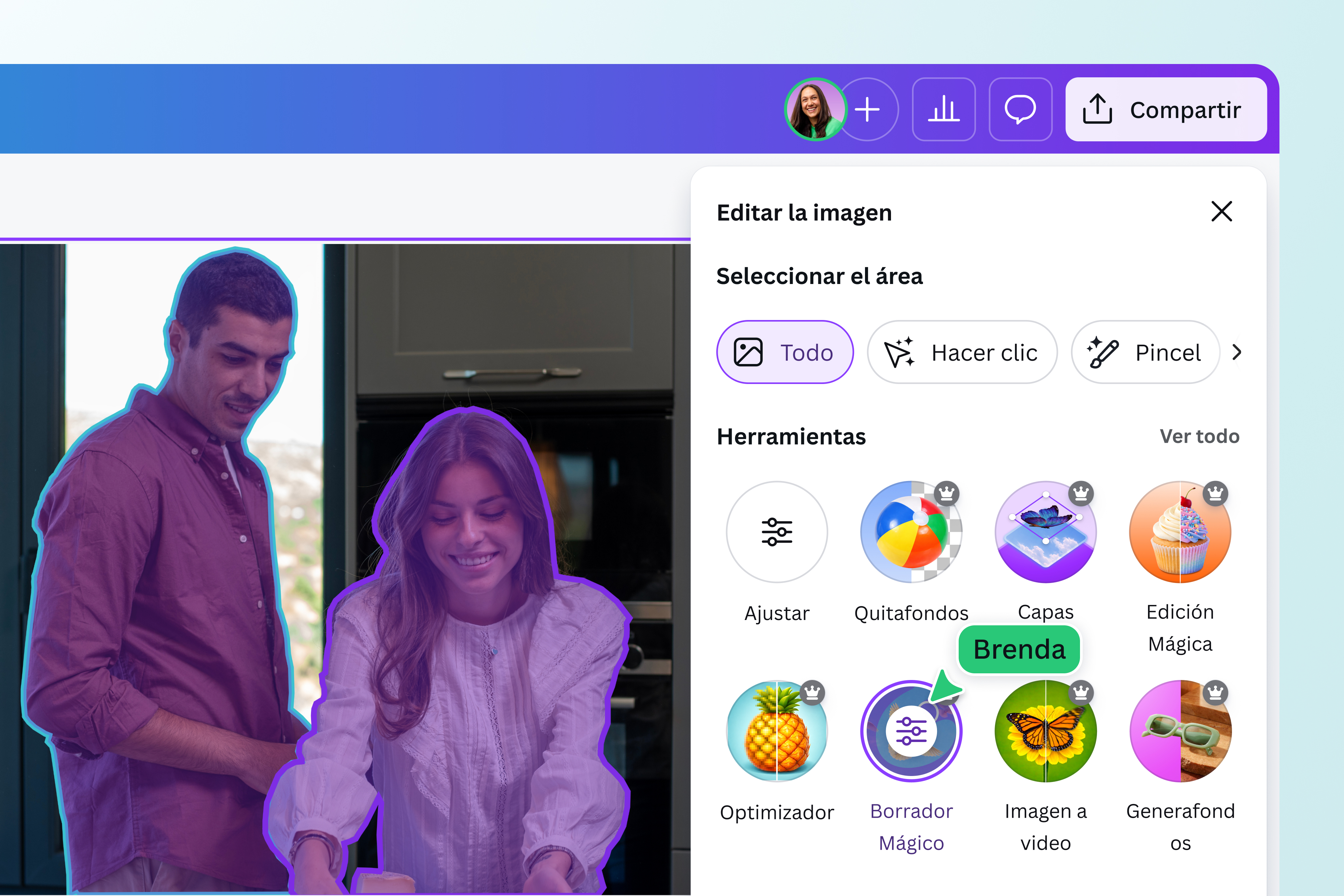 Use magic eraser to enhance your deblurred image