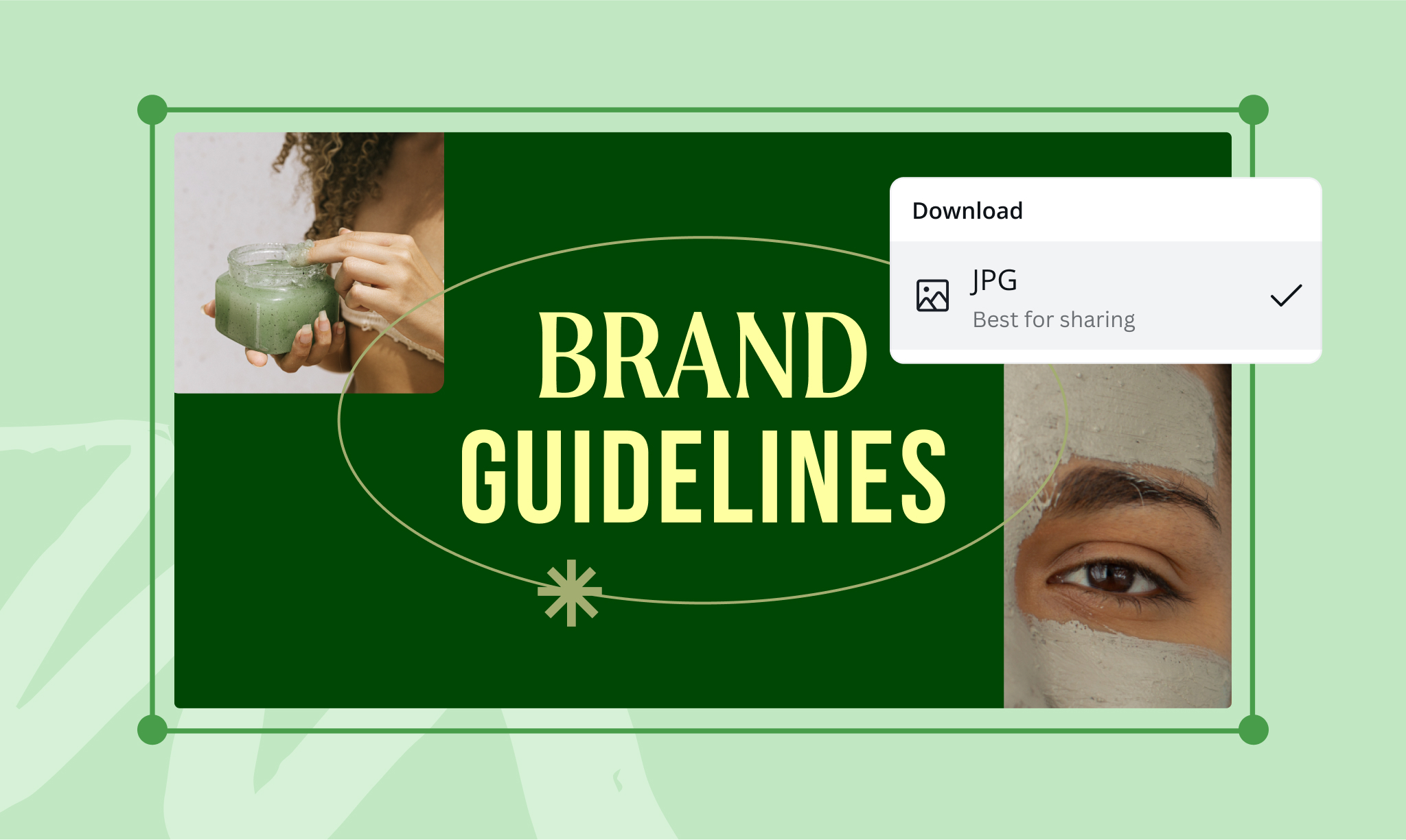 Document de brand guidelines à convertir de PDF en JPG sur Canva