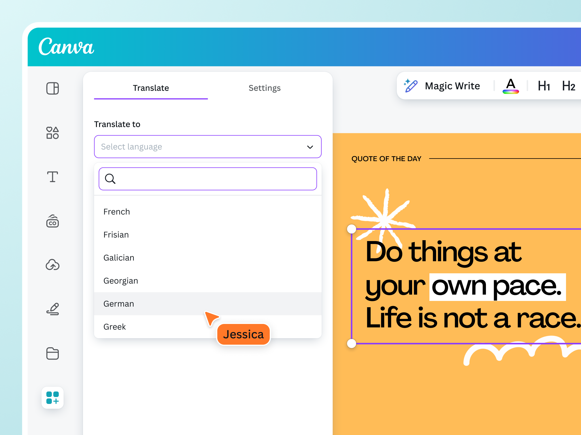 Traduci e ridimensiona i tuoi progetti su Canva