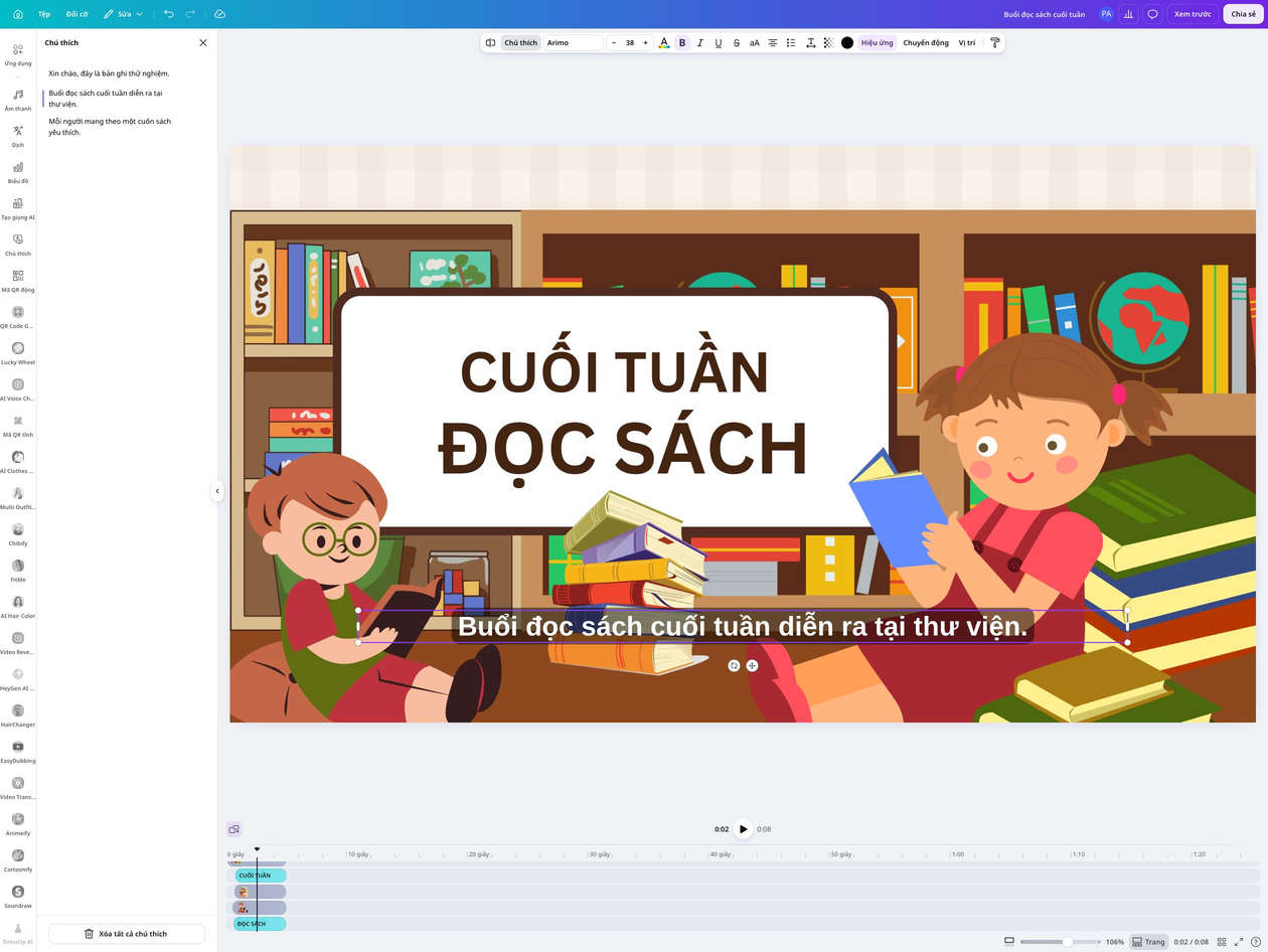 Mở rộng khả năng tiếp cận và tăng tương tác Hiển thị lời nói thành phụ đề trên video trong Canva