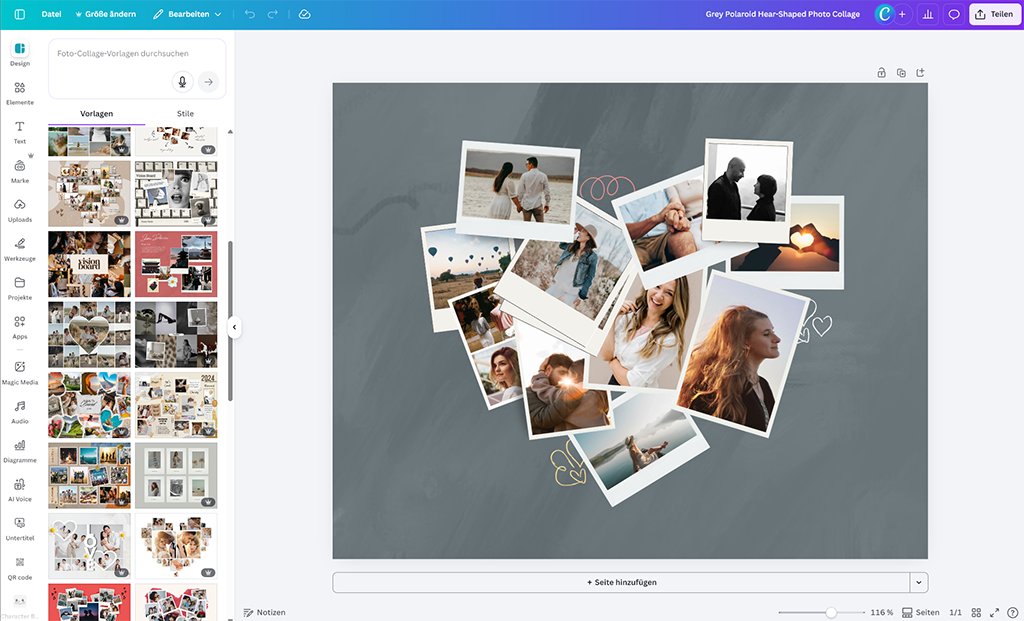 herzförmige Foto-Collage erstellen