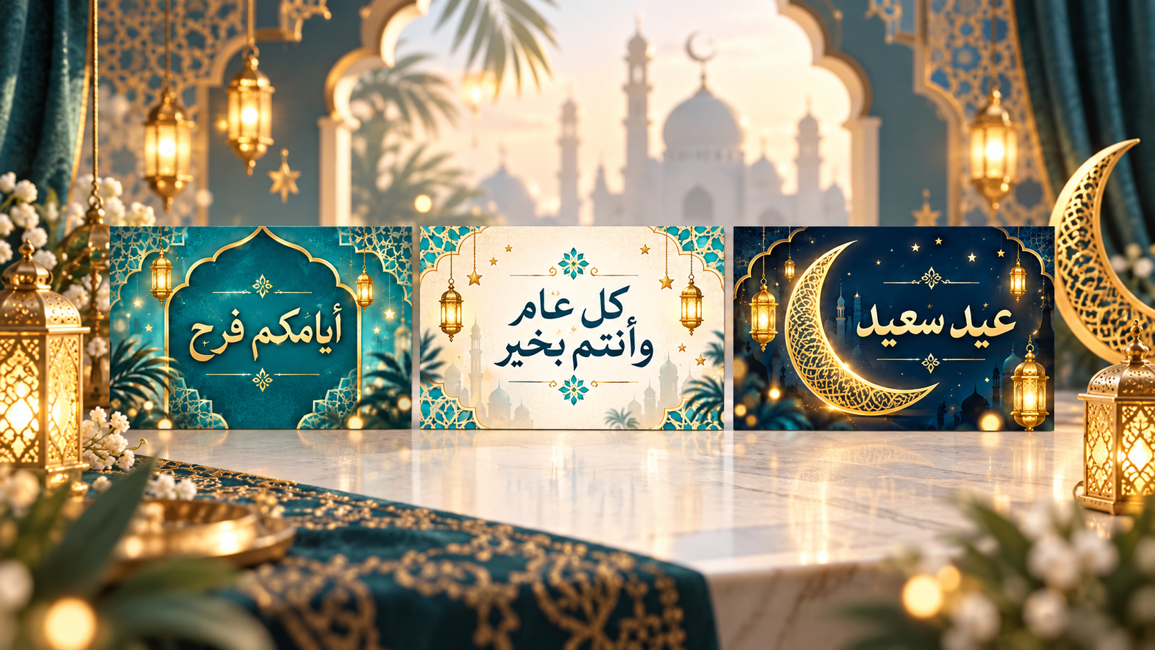 تصميم فيديو تهنئة عيد بالعربية مشاهد تهنئة عيد عربية قابلة للتخصيص