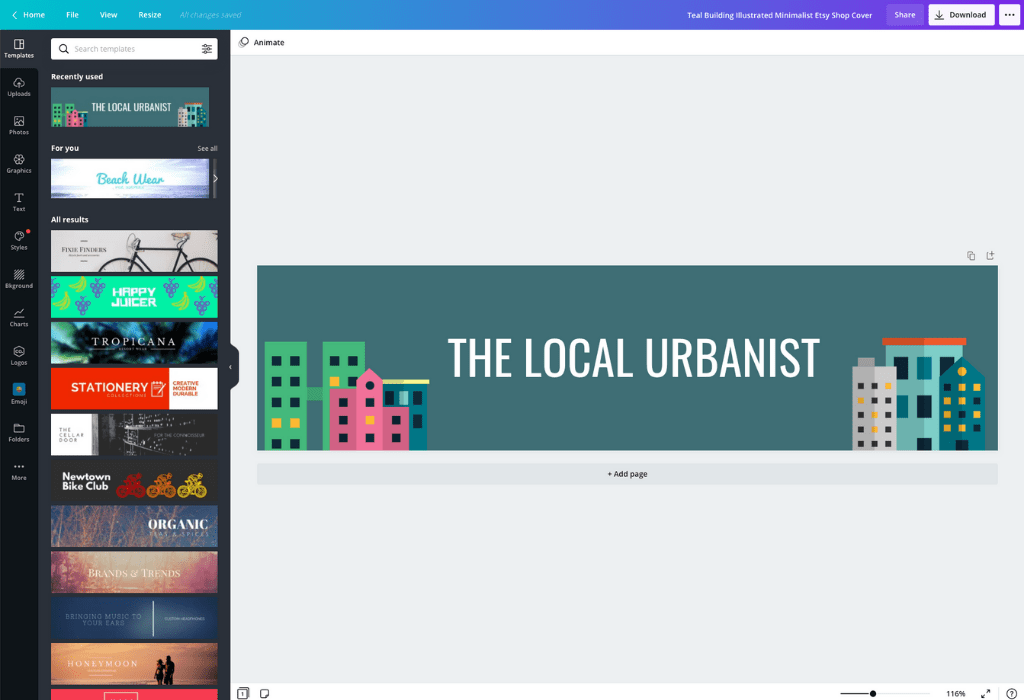 How to make an Etsy banner - Canva