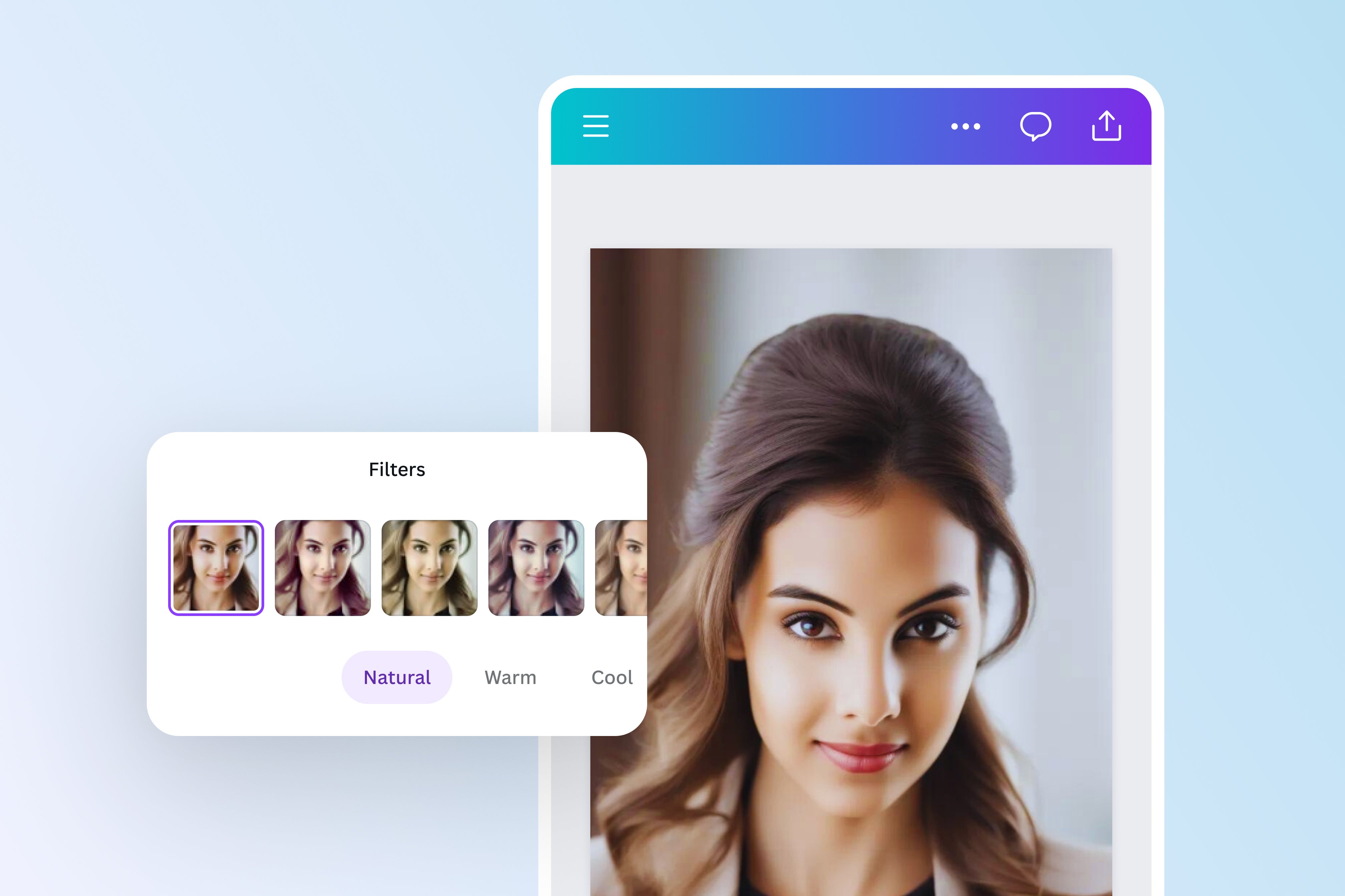 Apply filters to your AI-generated headshot