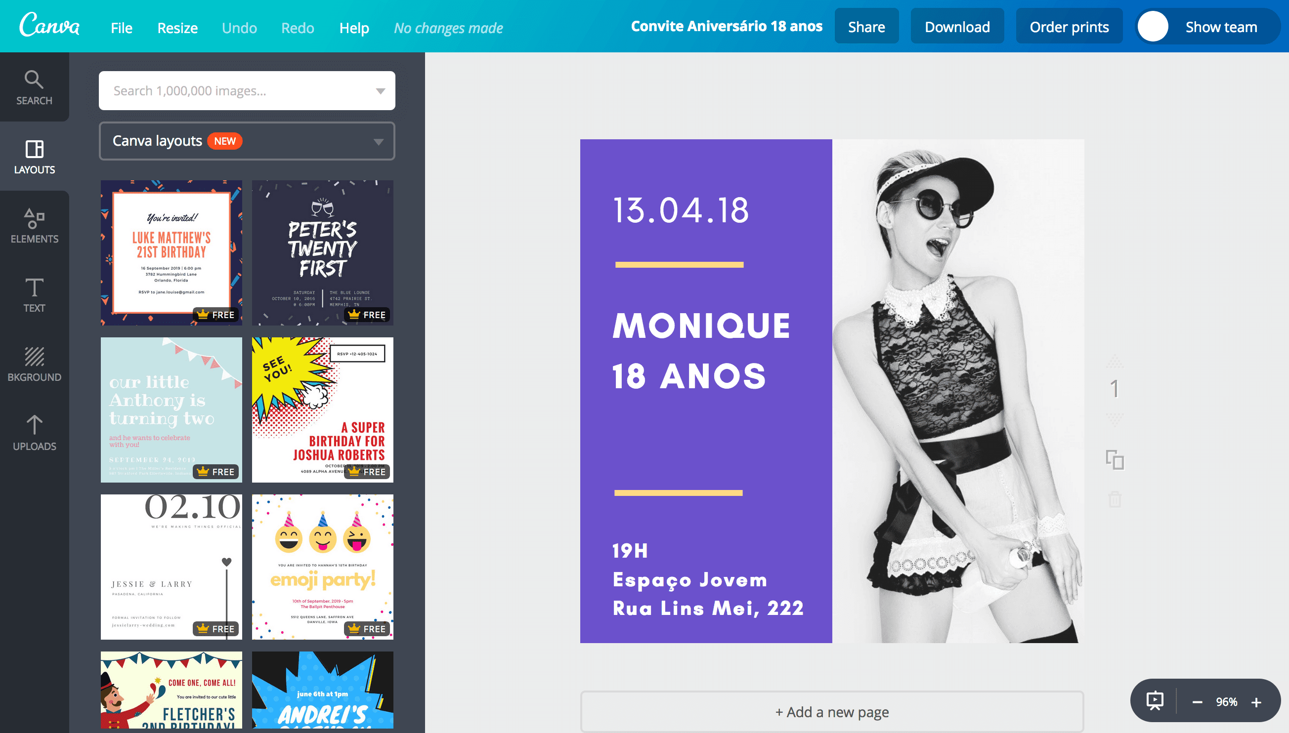 Convite de aniversário de 18 anos Convite de aniversário de 18 anos